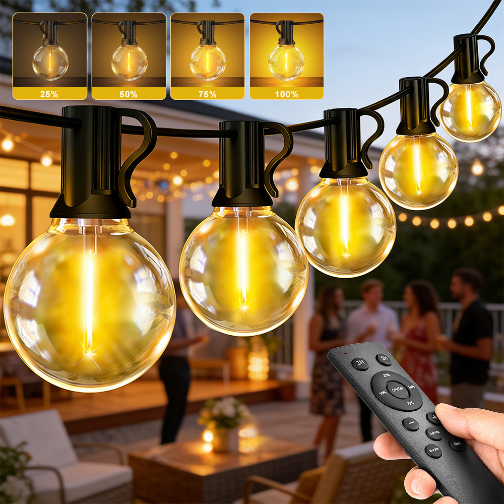 Image of Outdoor String Lights, Gardenlights, Powered 20.05/30.49m Led Garden Festoon Light, 6 Lighting Timer, Dimmable, For Backyard, Bistro, Porch, Deck, Garden Party, , Balcony