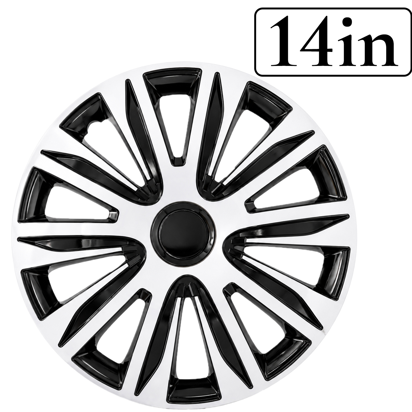 TEMU Tapacubo Individual Para Coche 14/15/16 Pulgadas, Embellecedor De Rueda Negro Y Plata Con Aro Metálico, Cubierta Decorativa Para Llantas De