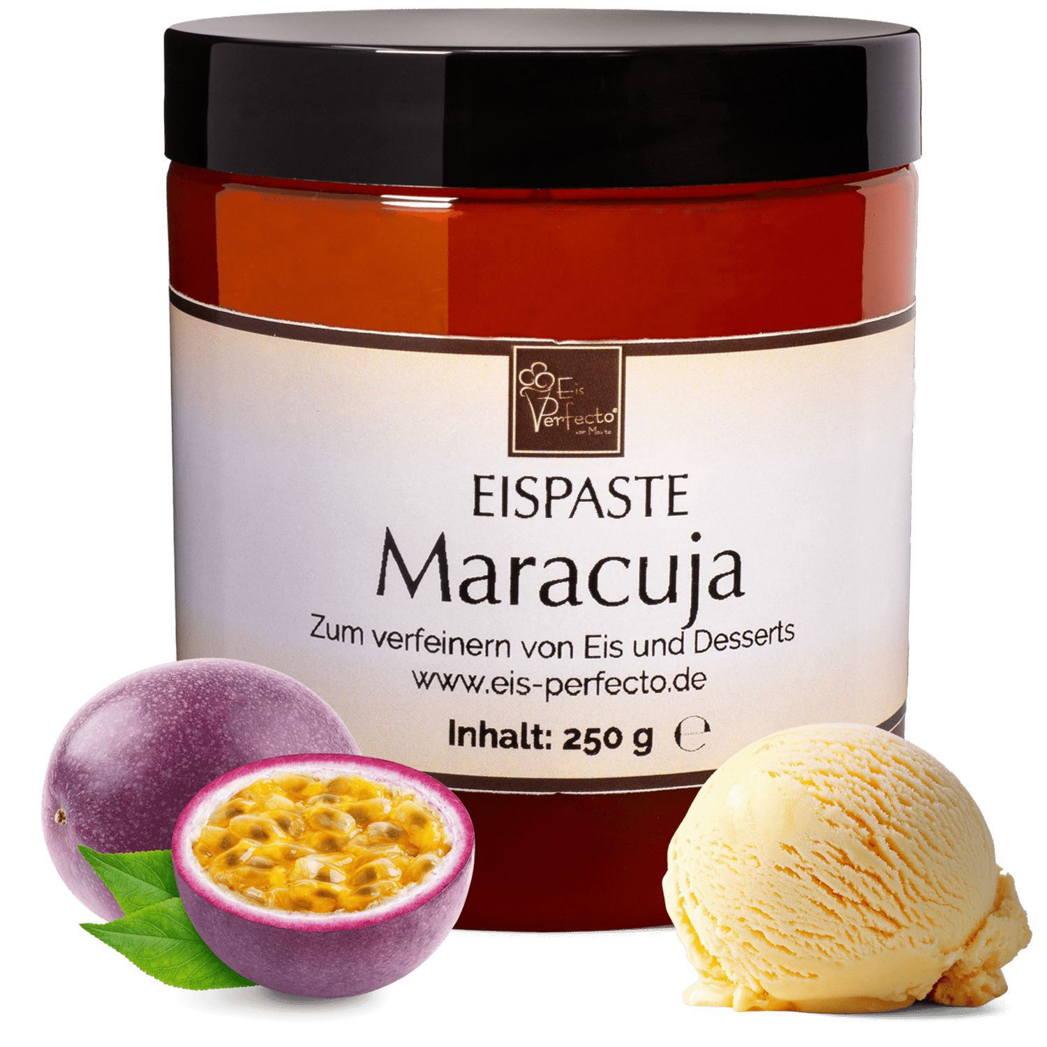 Image of Passion Fruit Ice Paste 250g | Flavor Paste For Ice Cream With Exotic Passion Fruit Ice Flavor | Flavoring For Ice Cream, Sorbet, Desserts & Milkshakes | Ice Cream Flavor Extract For Refining | Movito