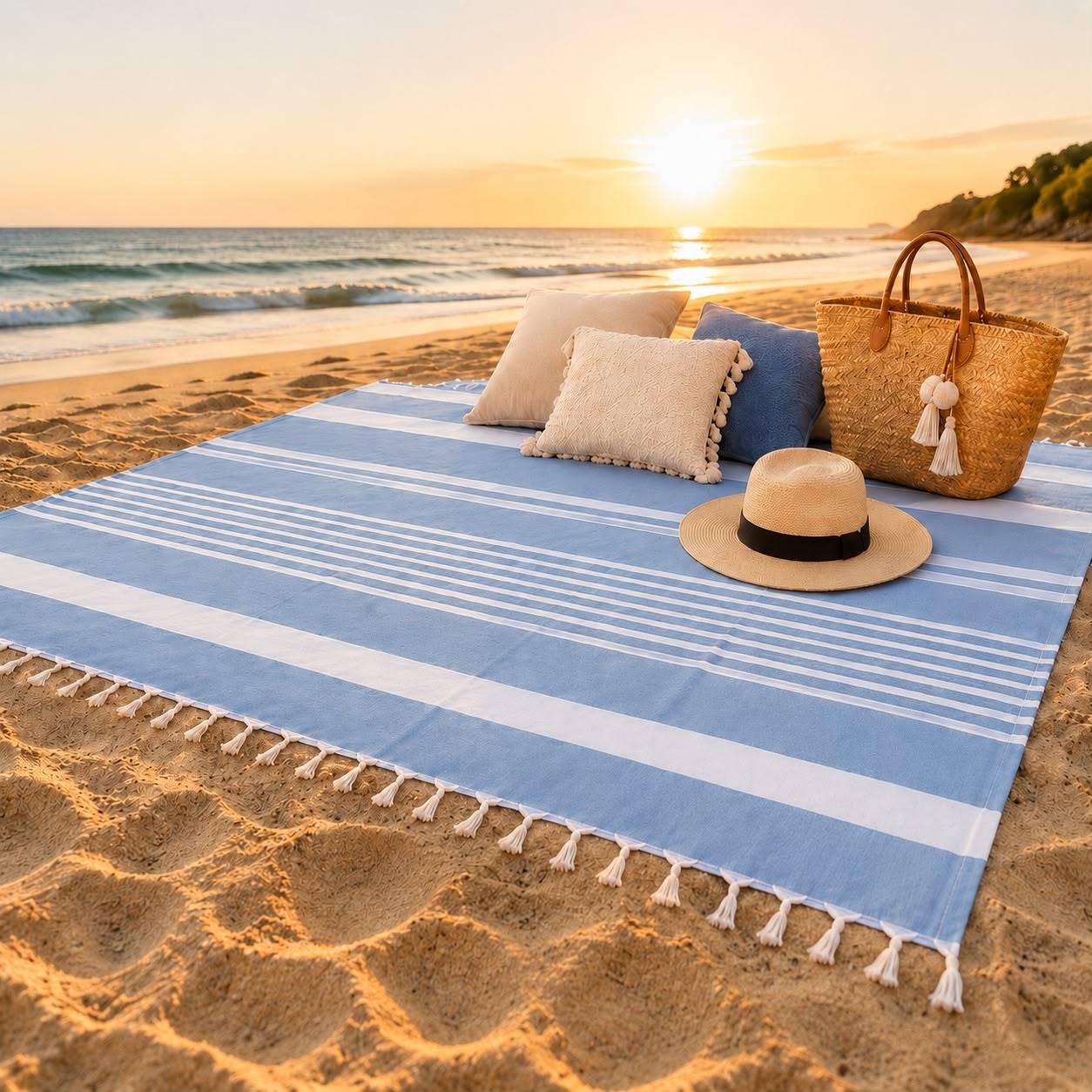 TEMU de Playa Gigante XXL 210 × 240 cm – Multiusos para Playa, Picnic, Sofá y Cama, Tejido de Secado Rápido, 100 % Poliéster, Tamaño Familiar