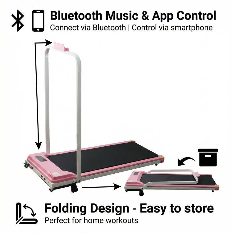 Foldable Walking Pad with Handle & Bluetooth, 8 km/h Speed