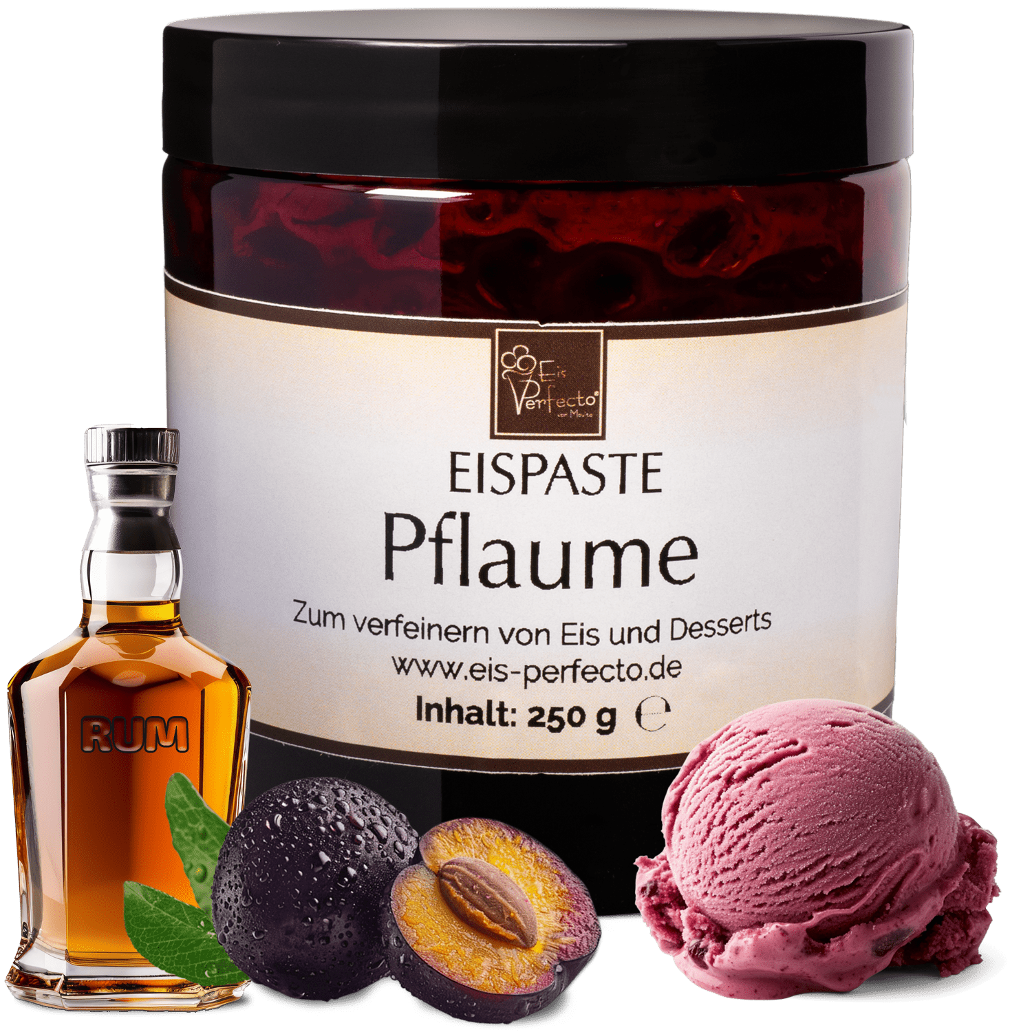 Image of Plum Ice Paste 250g | Aroma Paste For Ice Cream With Aromatic Plum Ice Flavor | Aroma For Ice Cream, Sorbet, Desserts & Milkshakes | Ice Aroma Extract With Jamaican Rum Note | Movito