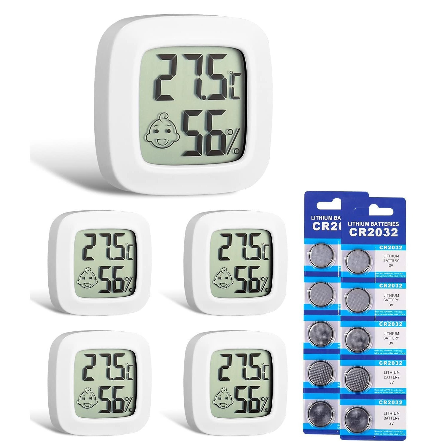 5 Pack Mini Digital Thermometer Hygrometer, Indoor Temperature & Humidity Monitor With Sensor For Home, Office And Greenhouse