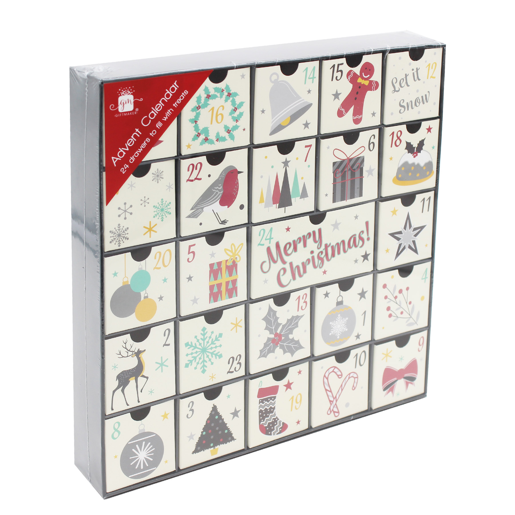 TEMU Giftmaker Christmas Fill Your Own Advent Calendar 24 Draws Gifts Xmas Countdown, Traditional Design