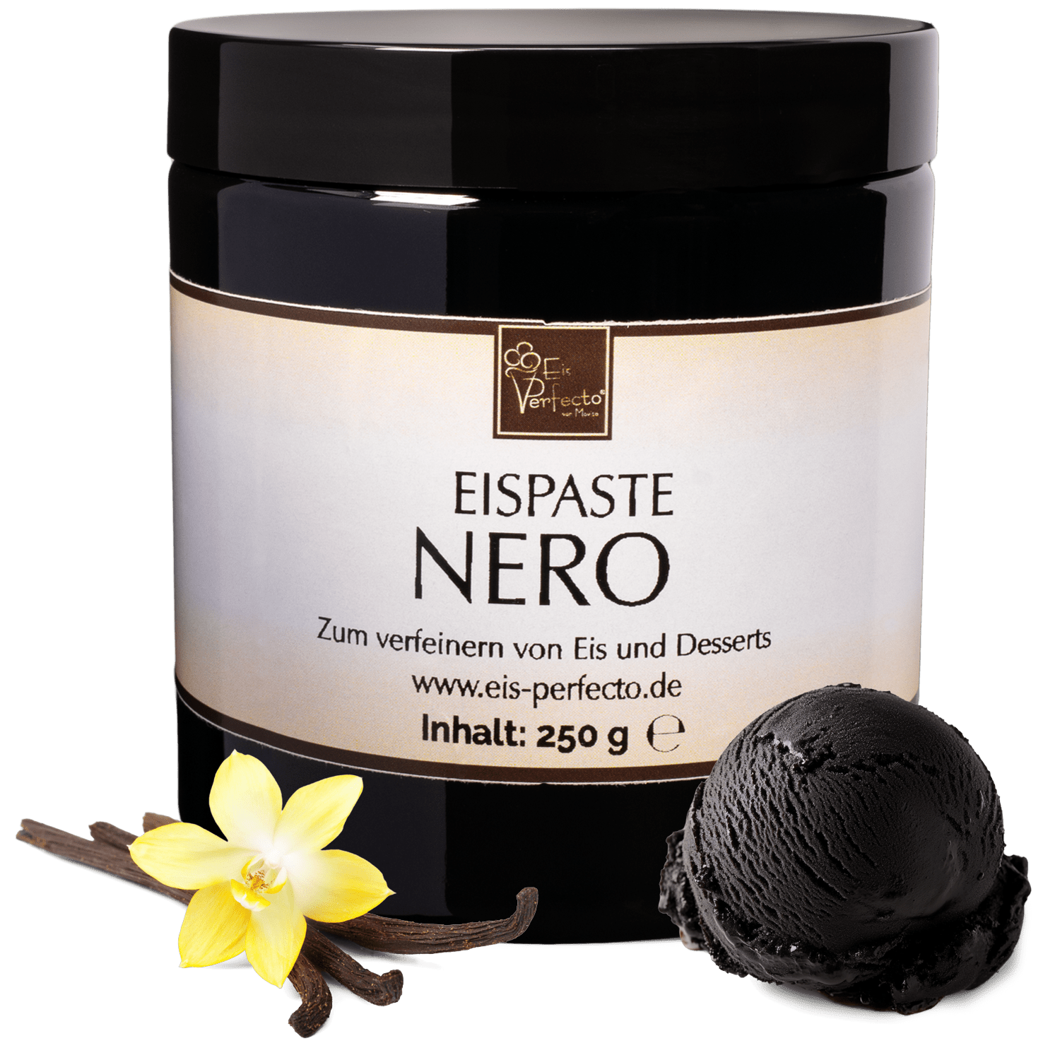 Image of Nero Ice Cream Paste 250g | Flavor Paste For Ice Cream With Black Vanilla Ice Cream Flavor | Flavoring For Ice Cream, Desserts & Milkshakes | Ice Cream Flavor Extract For Black Ice Cream | Movito