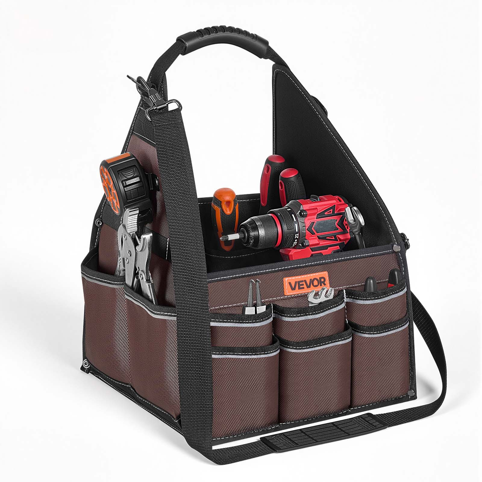 Image of Vevor Tool Bag, 330 Mm, 45-pocket Open Tote, Electrical Maintenance Toolbox Organizer Storage With Handle, Adjustable Shoulder Strap, Portable , For Professionals Diy & Use