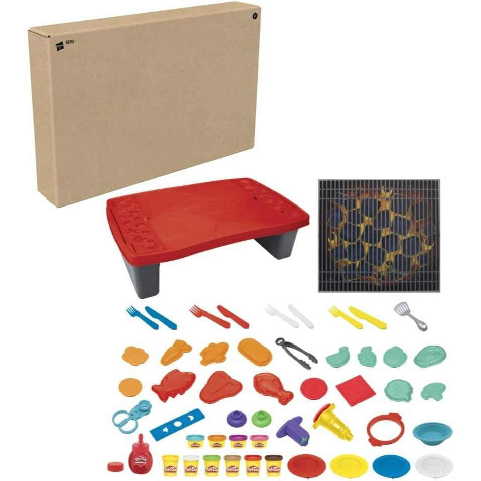 Image of Play-doh Kitchen , Super Barbecue, Grill With 40 Pieces, Non-toxic Glaze, And 10 Colors