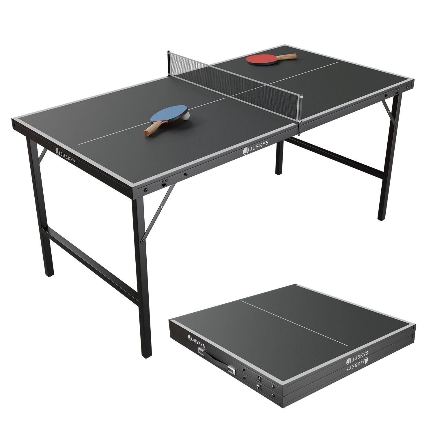 Mini Table Tennis Table Flexi With Accessories Small & Foldable Indoor Game For Home & Travel Table Tennis Set Table Tennis Table Black