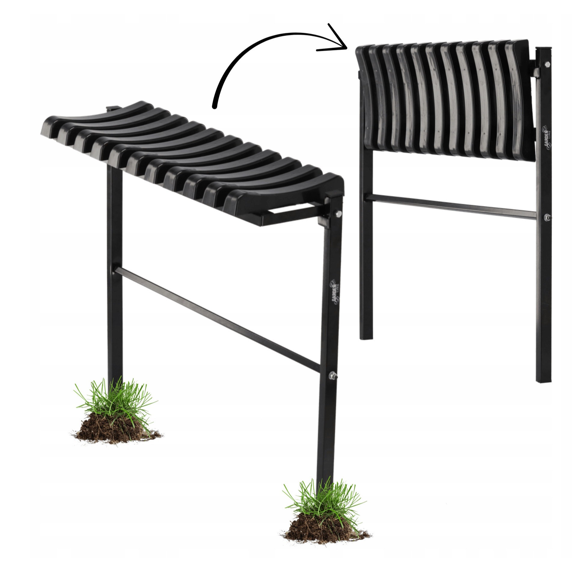 ławka cmentarna składana szeroka ławeczka na cmentarz ogrodowa czarna 68cm