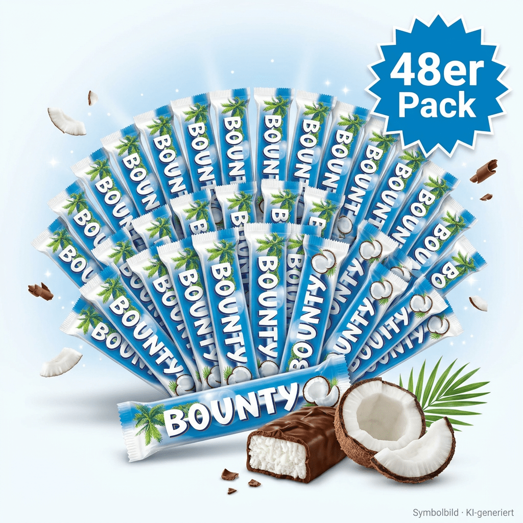 Image of Bounty - Double Bar Milk - Coconut Cream In Milk Chocolate - 2x24 Display - 48 Bars 2736g