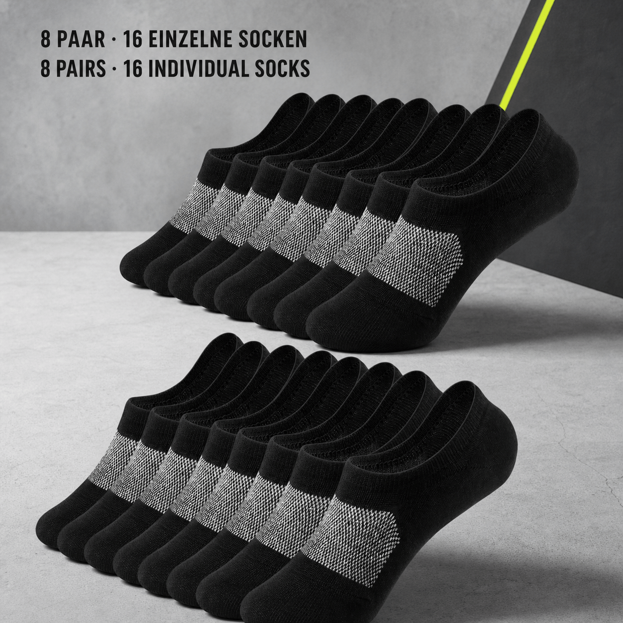 Image of Men's & Women's No Show Socks, 8 Pairs Cotton Blend Low Cut , Soft, Breathable & Durable Invisible Socks For Everyday Wear, Eu Size 50