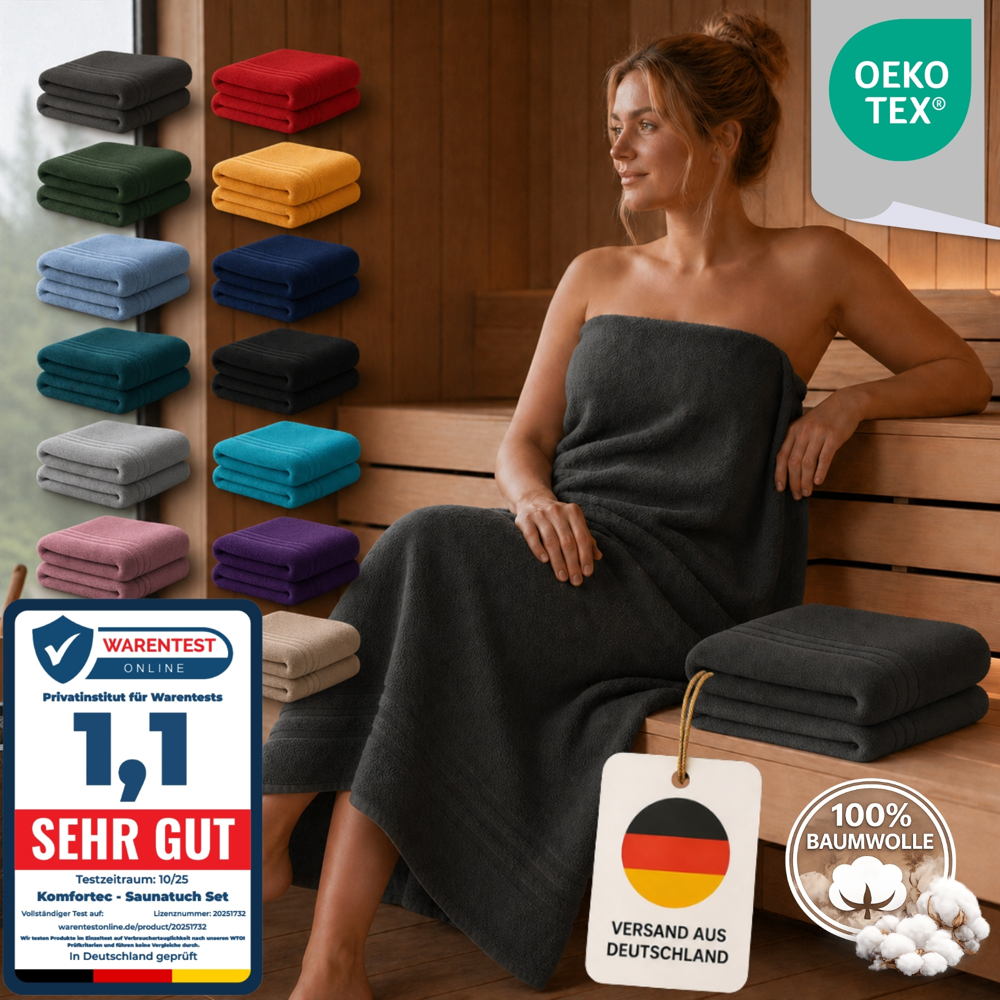 2-piece Set Xxl Sauna Towels 80 X 200 Cm – 100% Cotton, Soft & Absorbent, Quick-drying, Terry Sauna Towel, Gray