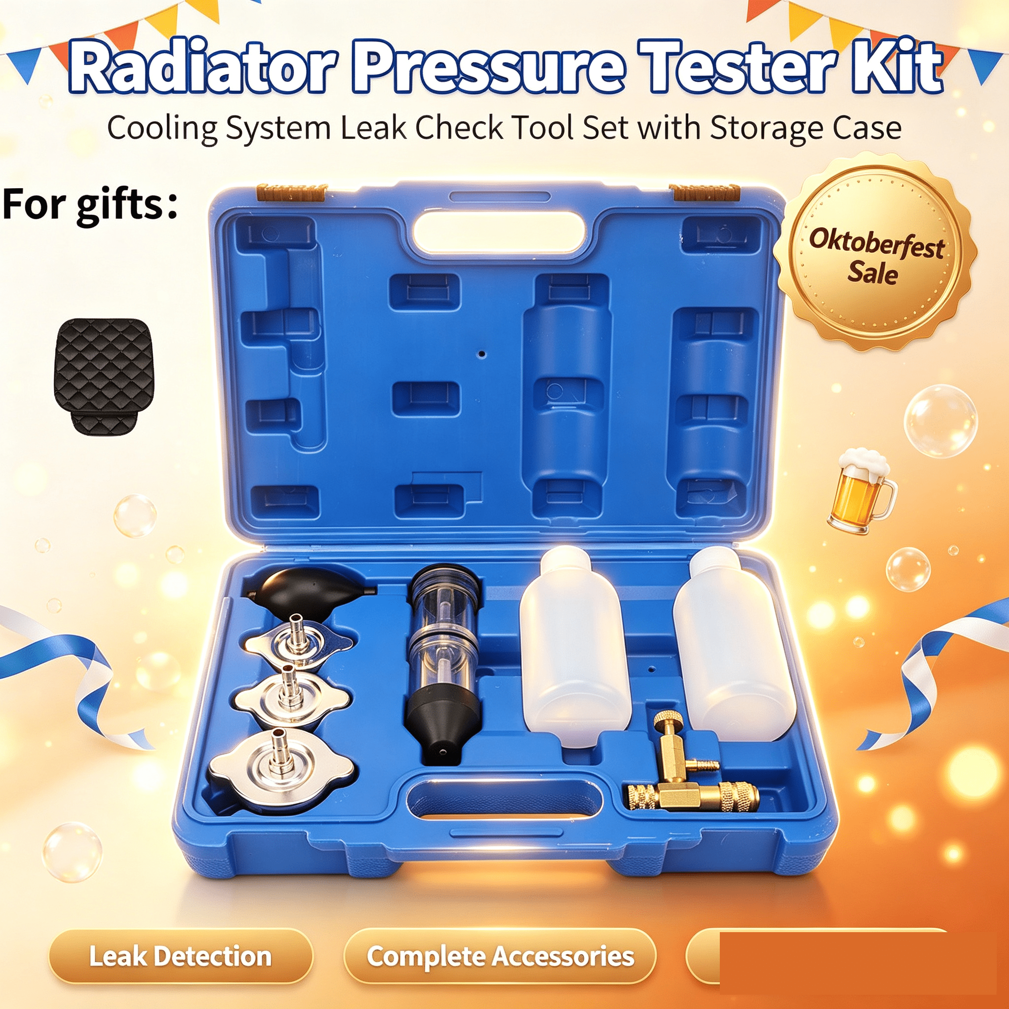 Combustion Leak Tester, Universal Petrol Gas Engine Cylinder Leak Test Tool Kit For Auto Repair, With Free Car Seat Cushion Gift
