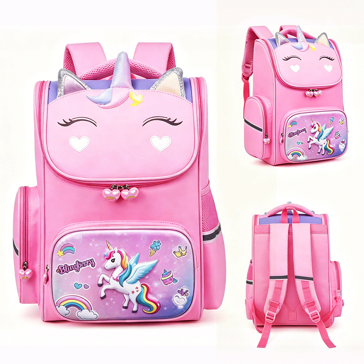 Unicorn Cartoon Backpack, 34×44cm, Large Capacity Multi-compartment Storage Bag, Adjustable And Breathable Shoulder Straps, Ideal For Campus And , Gift