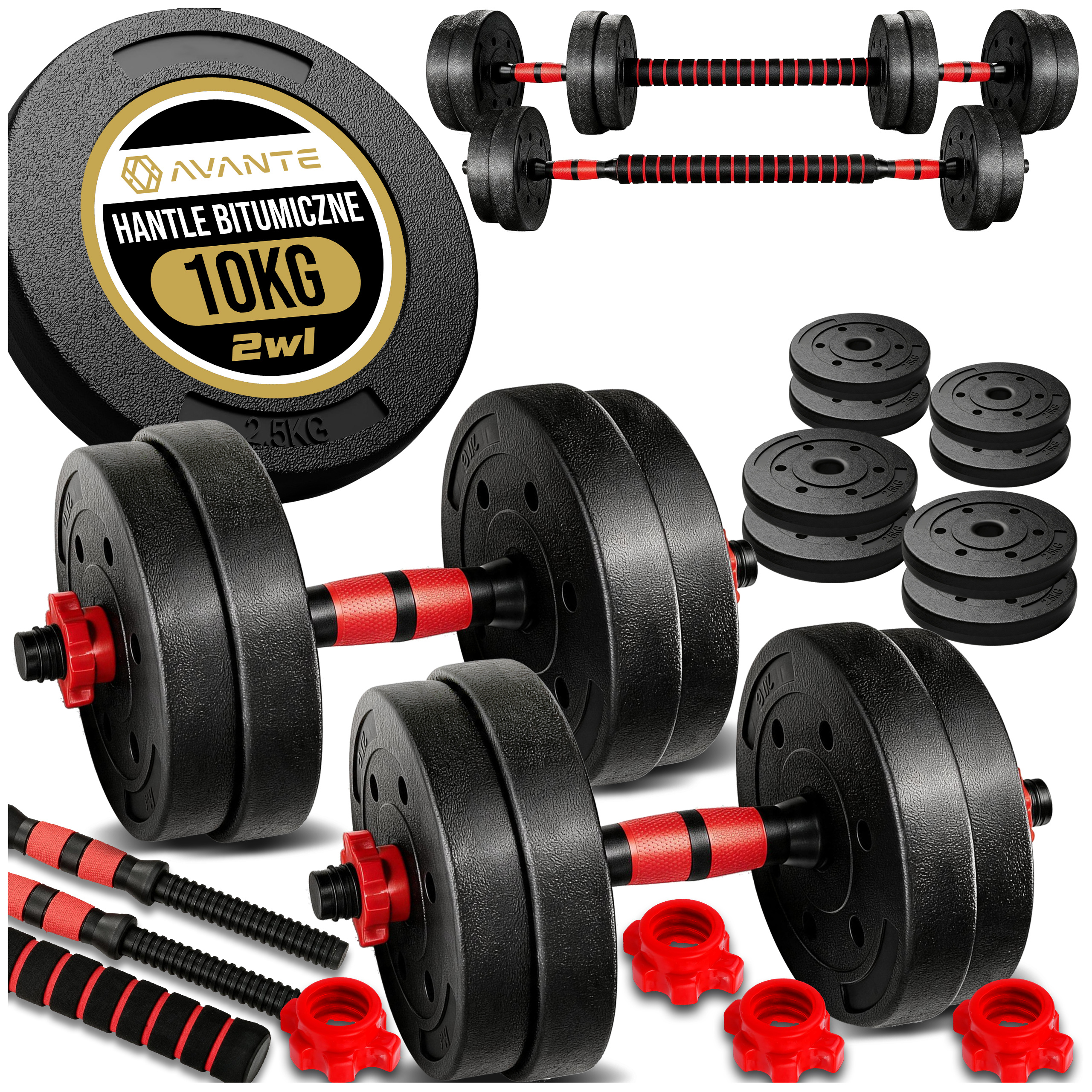 TEMU Solid Dumbbell Set 10kg 2x5kg Adjustable Weights For Exercise. Modular 2-in-1 Dumbbell Set With 88 Cm Barbell Option For Home Strength Training.
