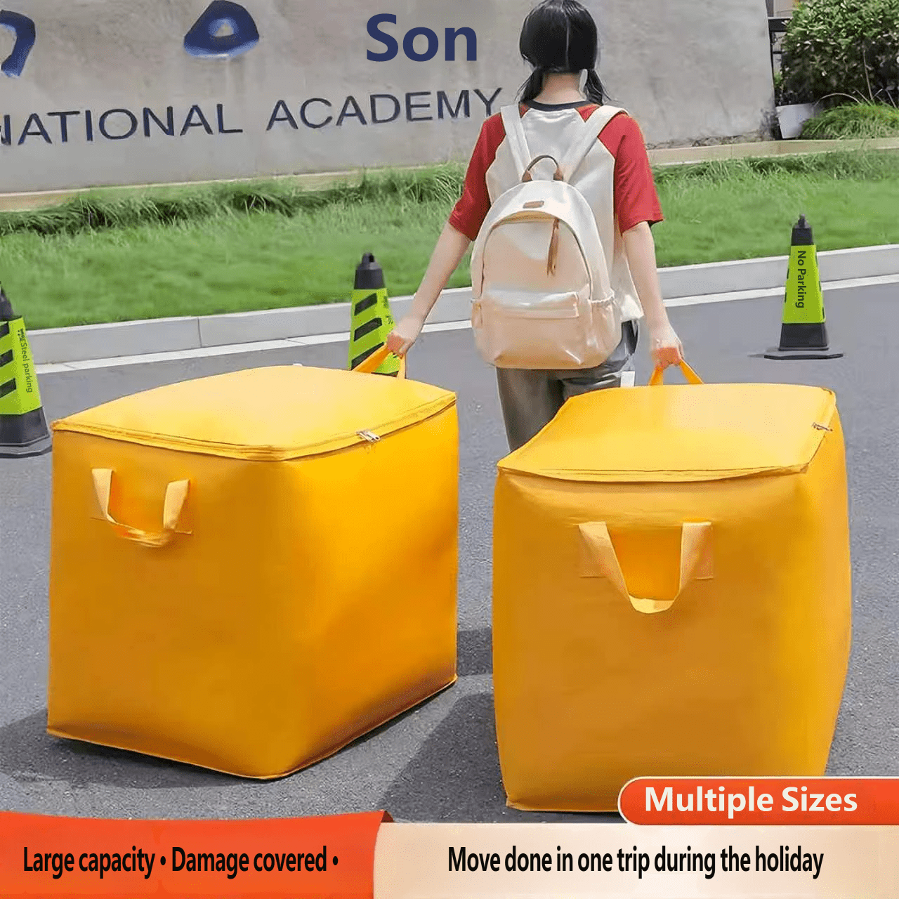 TEMU 180l / 240l Bag With Zipper & Carry Handles, Large Moving Storage Tote Bag, Clothes Bedding Duvet Organizer Sack For Home, Dorm Use, Optional 1