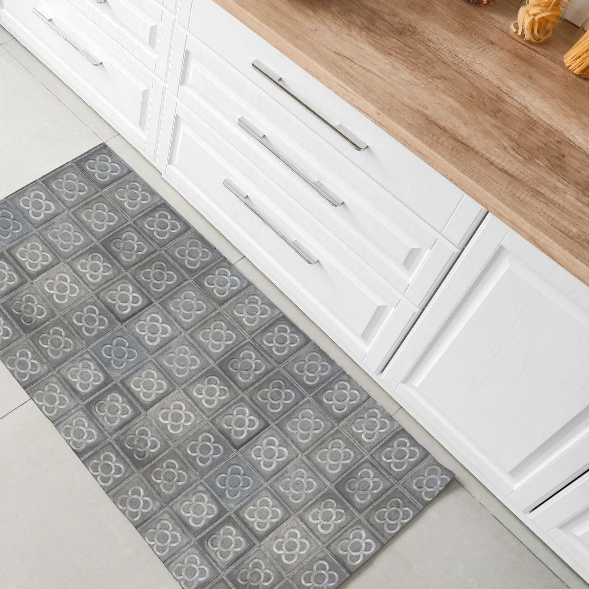 TEMU Alfombra vinílica antideslizante pasillera multiusos con base de goma, resistente y fácil de limpiar, ideal para cocina, pasillo, salón,