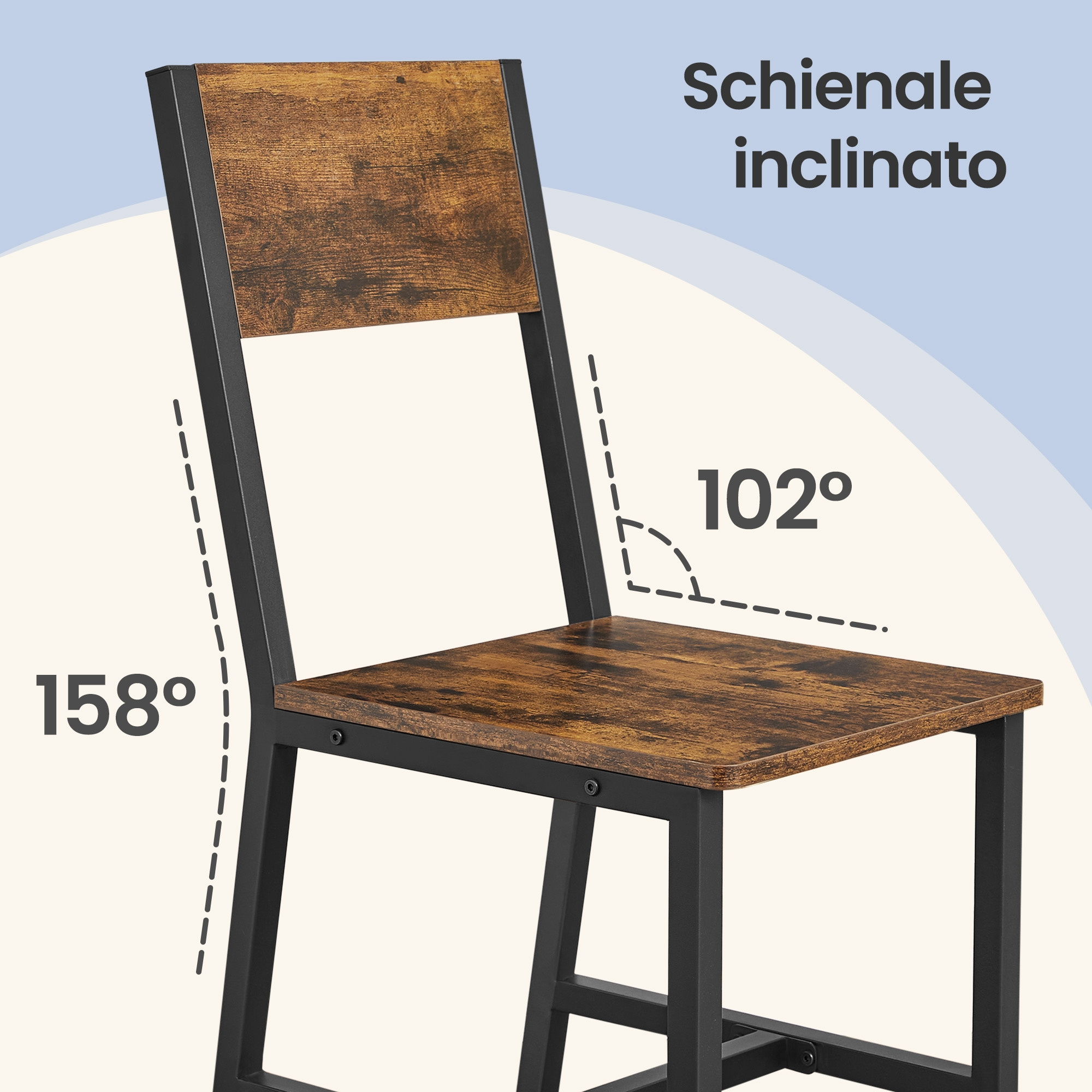 TEMU Set Sedie da Sala da , Struttura in Acciaio, Stile Industriale, per Sala da , Soggiorno, Cucina, Marrone e