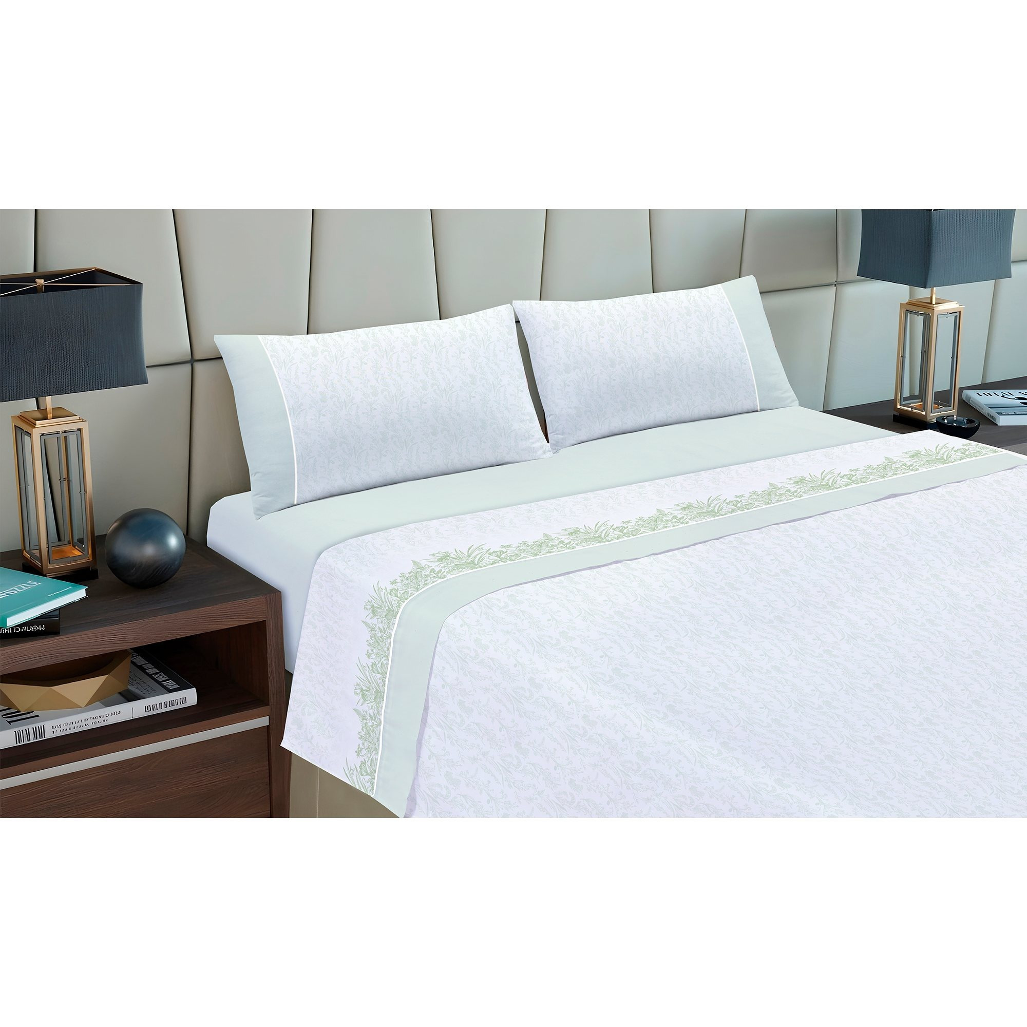 TEMU Juego de cama para / Floral Queen 4 piezas - Juego de sábanas con sábana superior 240X290 cm, elástica 160X200 cm y 2 fundas de almohada 50X70