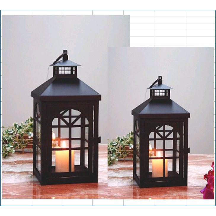 Set Of 2 Metal Lanterns For Candles Or Tea Lights