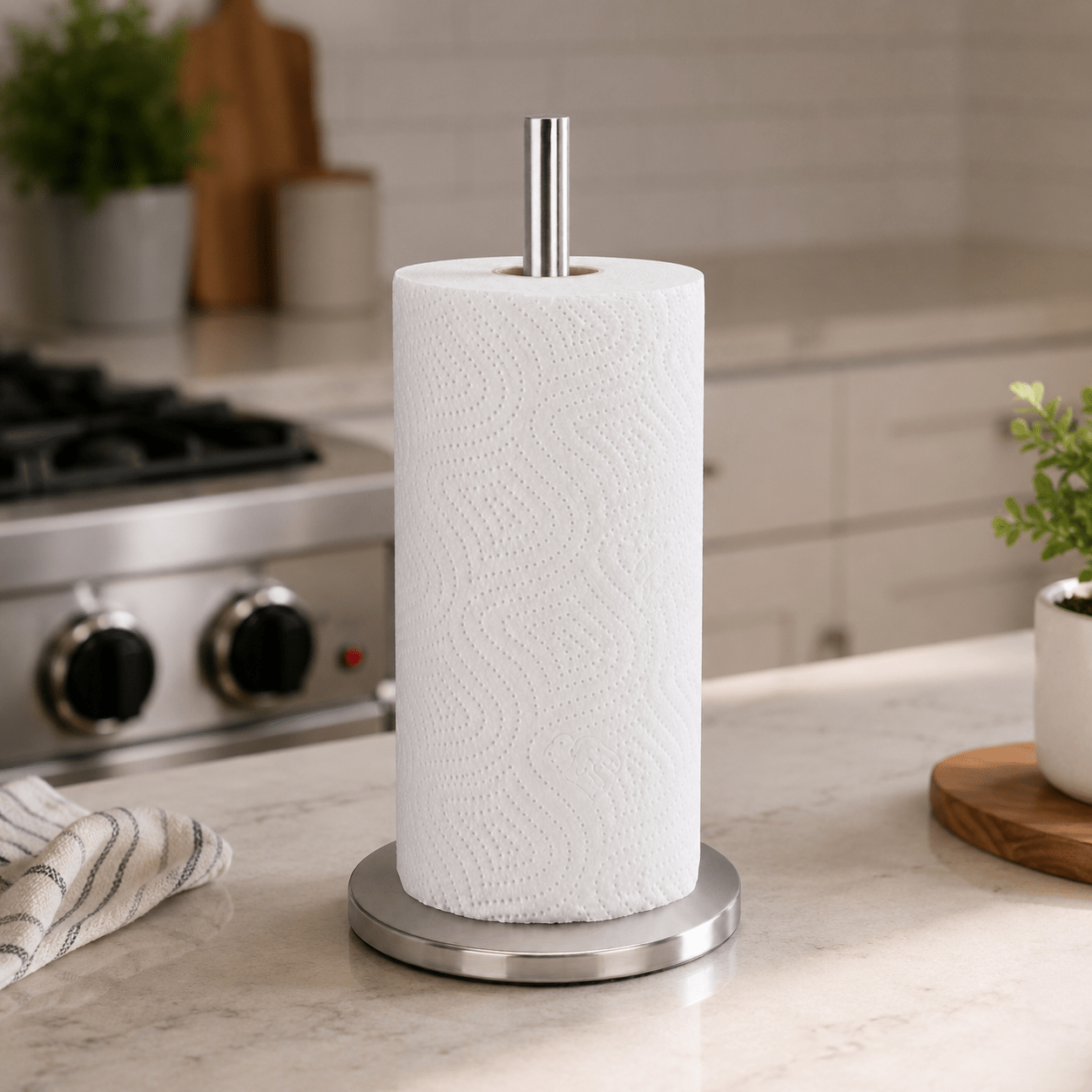 TEMU Portarotolo da Cucina Acciaio | , Base Larga, Finitura Opaca | Porta rotolo Scottex cucina, Supporto rotolo carta, Dispenser carta cucina