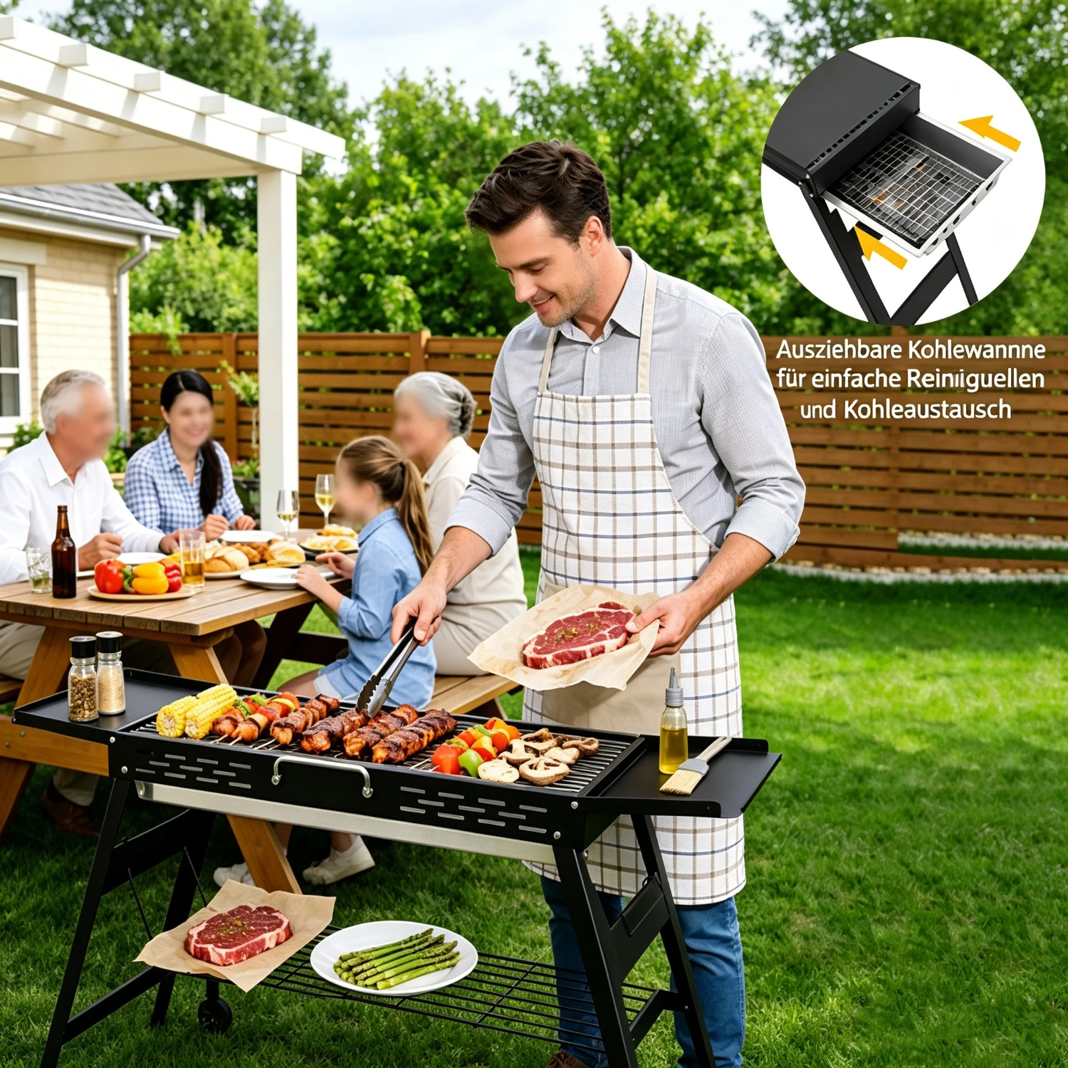 Image of Folding Charcoal Grill, Portable Bbq For Camping, Picnic, Travel, Beach, Garden & Garden Parties