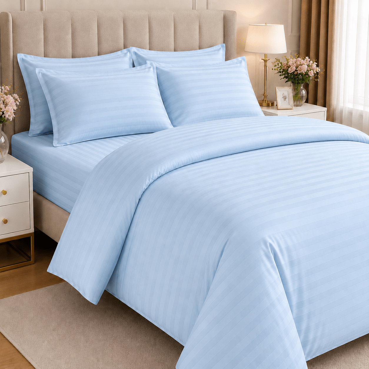 TEMU Luxury Soft 3pcs Embossed Stripe Duvet Cover Set – Ultra Soft Breathable Bedding Set With Matching Pillowcases, All Season Quilt Cover, Hotel