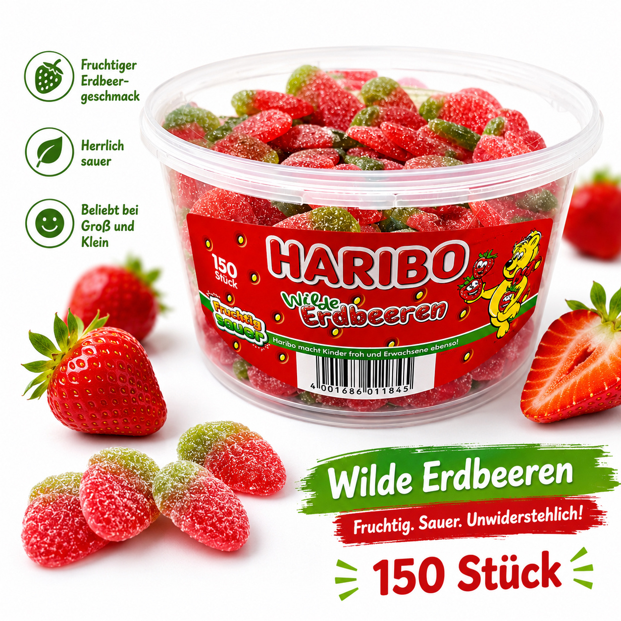 Haribo Wild Strawberries Fruity Sour 150pcs