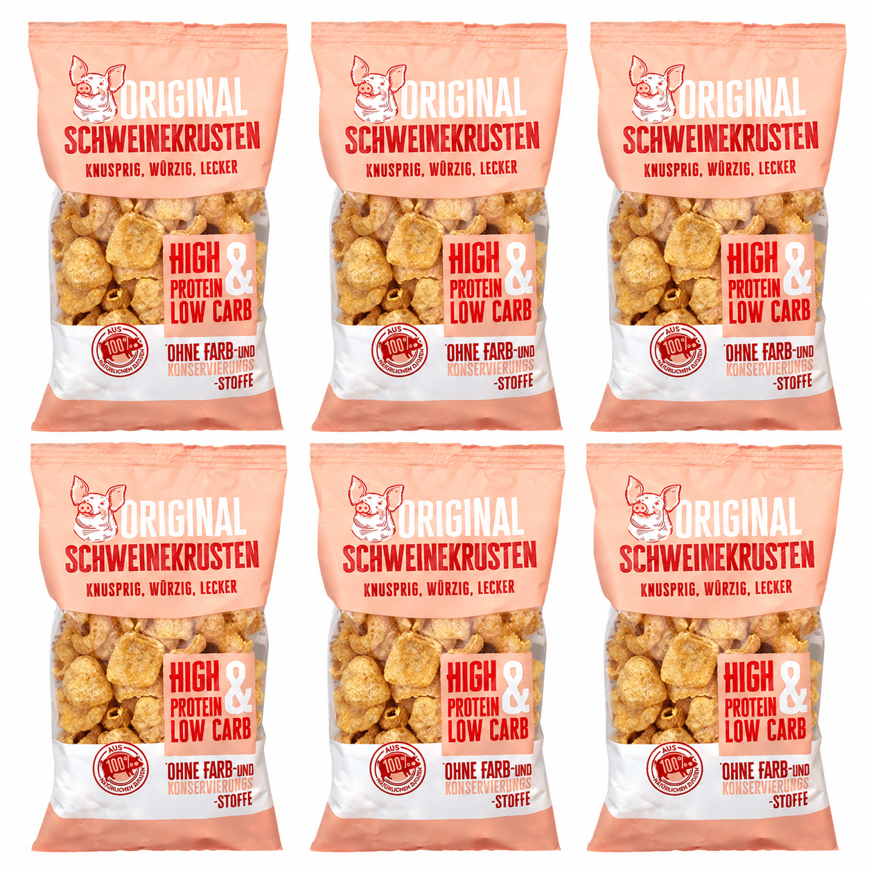 Image of Original Crispy Spicy Pork Rinds And Pork Skins, 100g, 6-pack