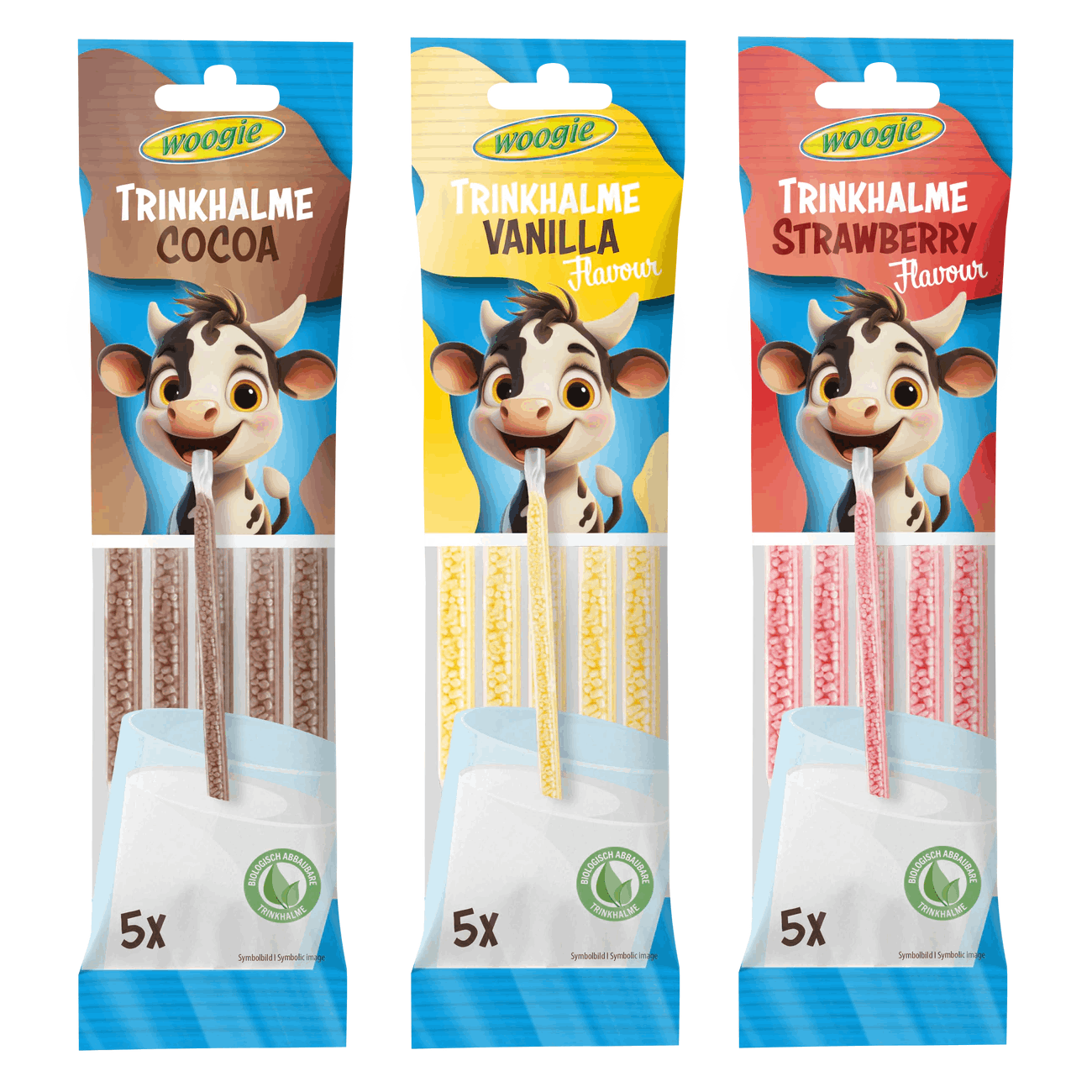 Woogie Flavored Milk Straws – Chocolate (5 Straws), Vanilla (5 Straws), Strawberry (5 Straws) – Straws 3x30g