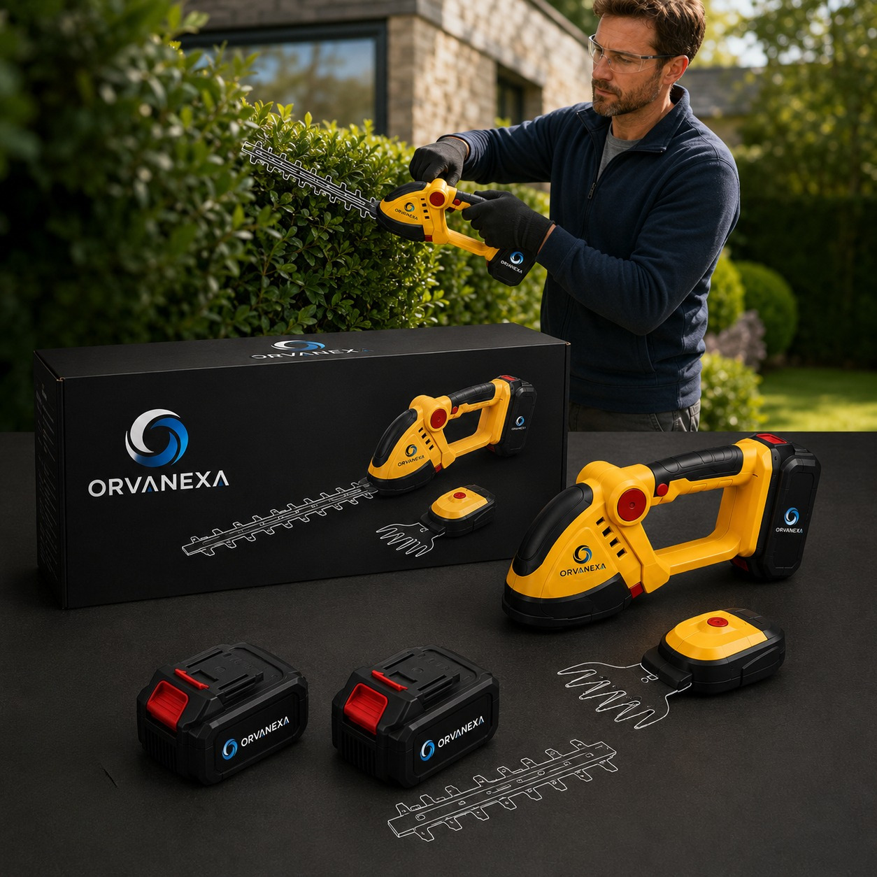 TEMU Orvaneca Cordless Hedge Trimmer Kit, A Compact Garden Tool Set For Yard, Lawn, And Shrubbery Maintenance