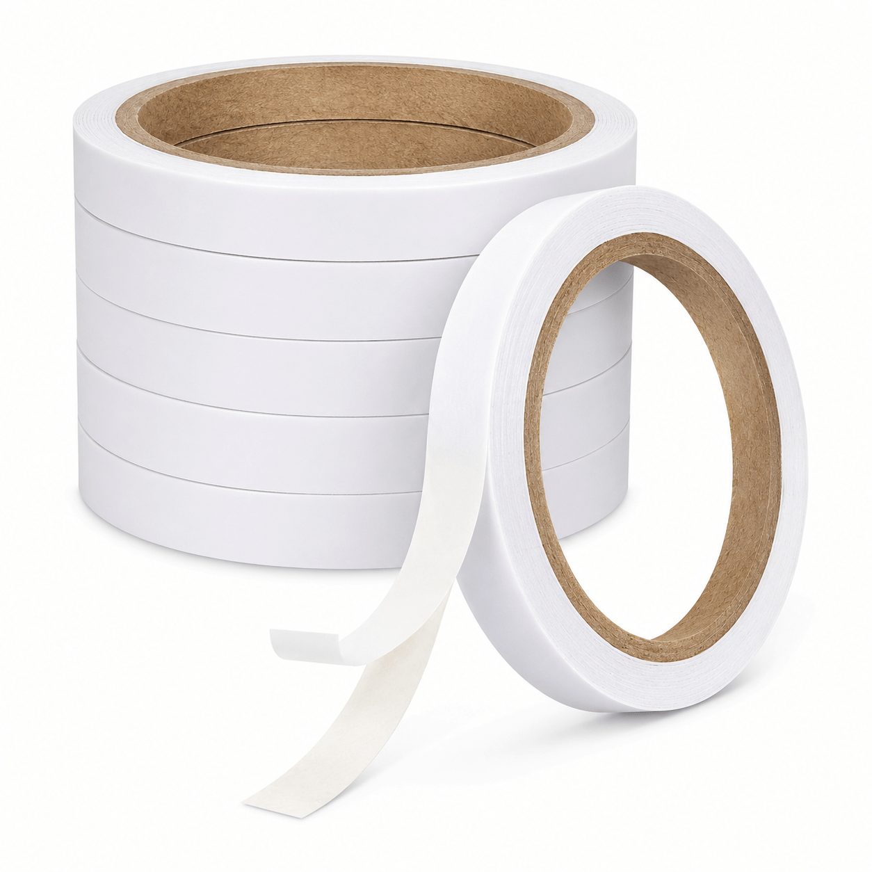 TEMU Pack de 6 Rollos de Cinta Adhesiva de Cara, 18 mm x 10 m por Rollo, Soporte Flexible de Papel para Hogar, Oficina, Decoración y Manualidades