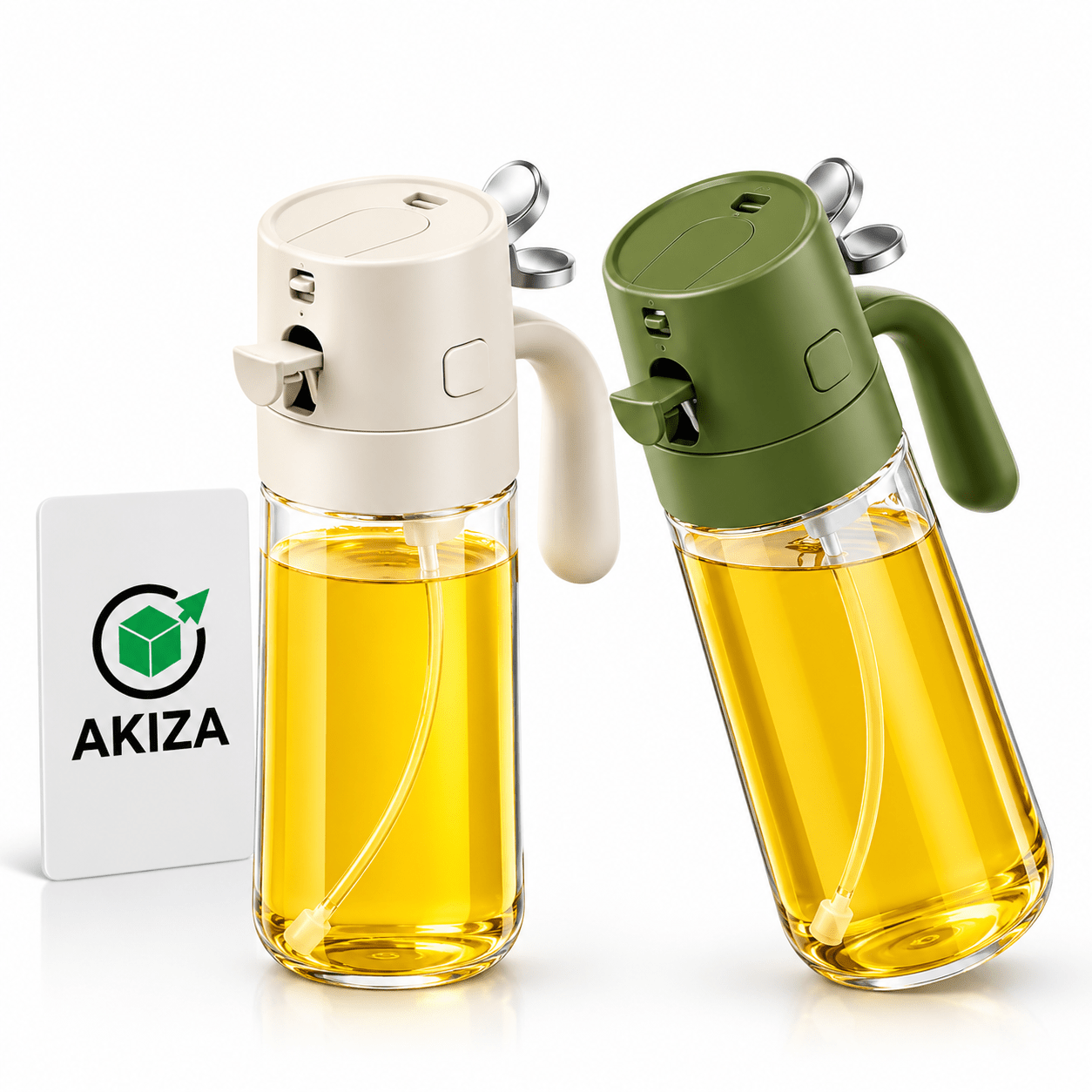 TEMU Akiza Drip-free Oil And Vinegar Dispenser With Automatic Opening, Glass Oil Bottle With Pouring Spout, Container For Evoo, Vinegar, Soy Sauce,