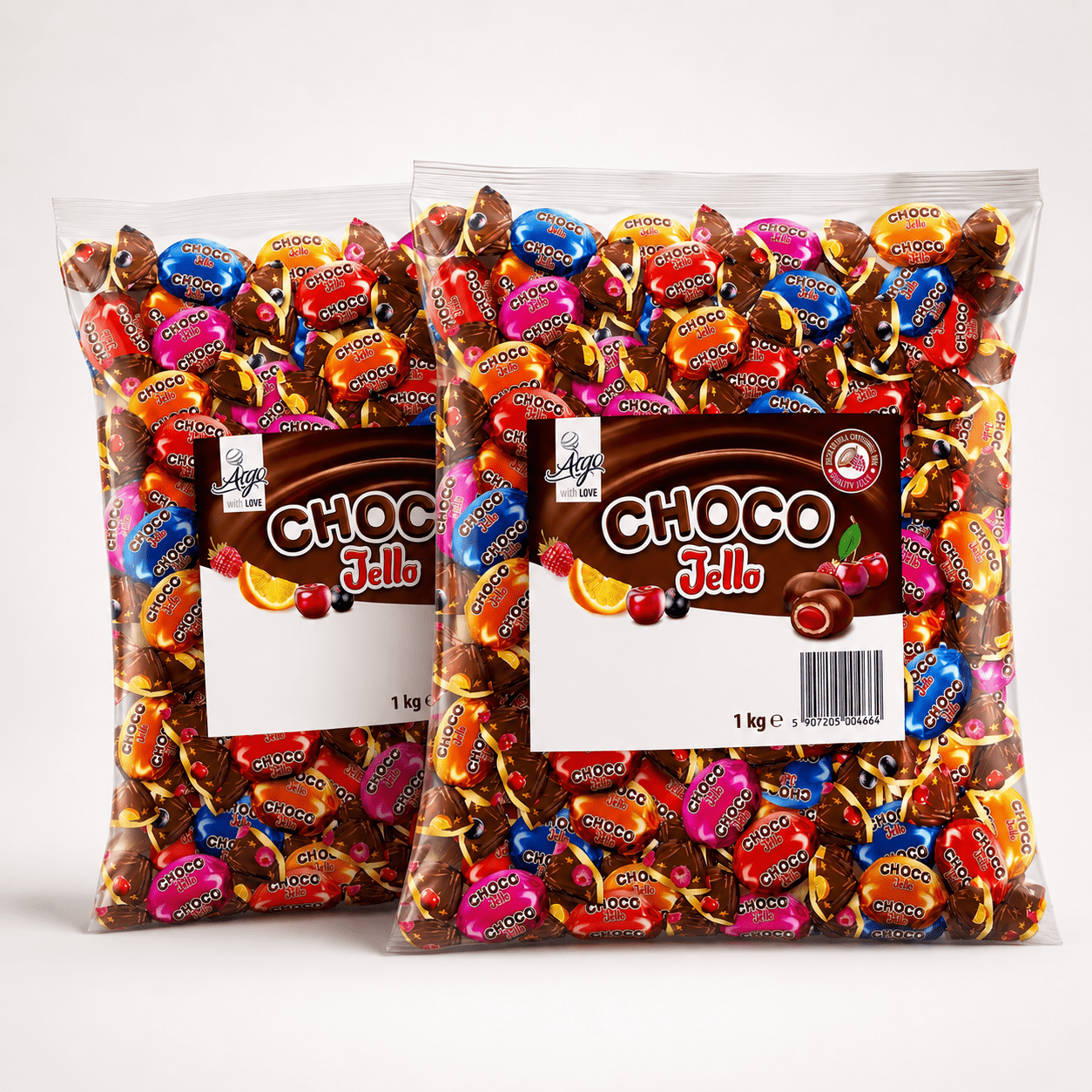Crunchy Candies Filled With Milk Chocolate Coating In A Glaze With An Addition Of Premium Fruit Juices Chocojello In 4 Delicious Flavors 2000g 2kg