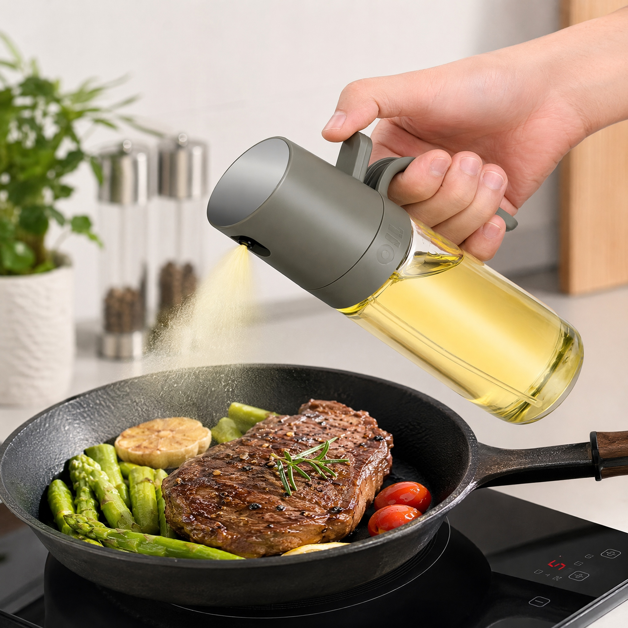 Image of Olive Oil Spray Glass, Durable, Solid Version, Glass Oil Spray Bottle With Handle, Fine Mist Oil Spray, Air Fryer Oiler, Salad, Barbecue, Baking, Kitchen Cooking.