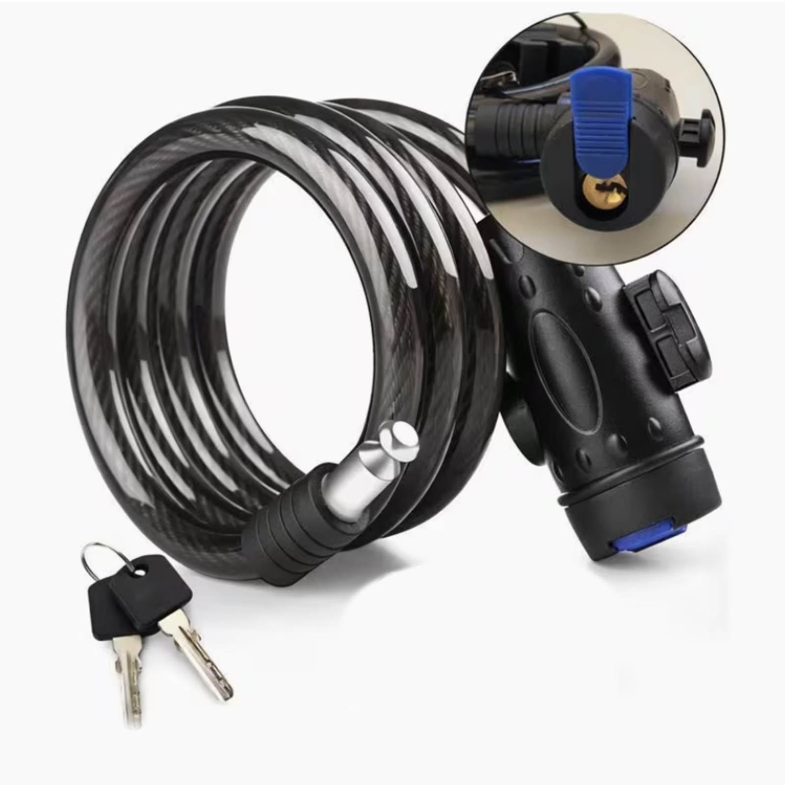 TEMU Candado de cable de acero para bicicleta antirrobo con soporte de montaje, compatible con motocicleta y patinete eléctrico, cable de seguridad,