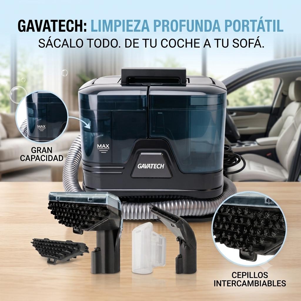 TEMU Limpia Tapicerías - Aspirador de Manchas para Sofás y Coches, 14KPa de Succión, Depósito 2L, Cable 5m, Diseño Portátil