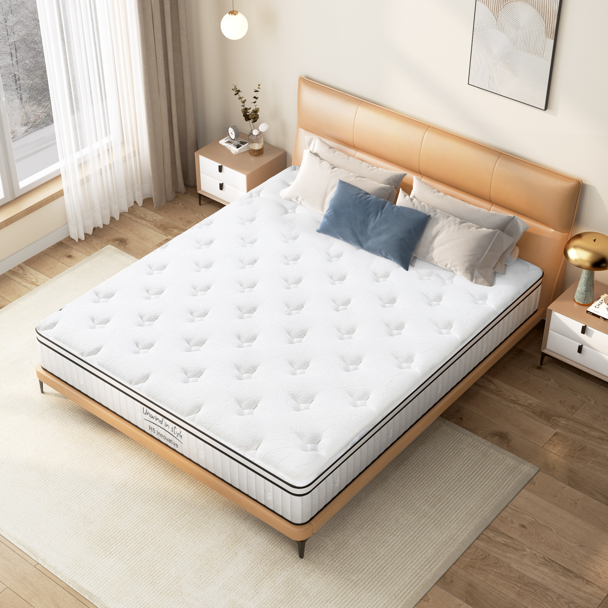 Image of Asukale Hybrid Mattress 20/25 Cm With Gel Memory Foam And Core, Medium Firm, Breathable, Reduced Motion Transfer, Reinforced Edges, , 90/140/180 × 200 Cm