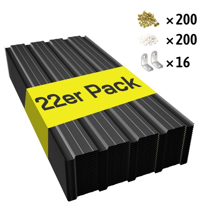 TEMU 22-piece Heavy-duty Galvanized Steel Trapezoidal Roofing Sheets With Screws & 200 Nails - Corrugated Metal Panels For Roofing, Wall Cladding,