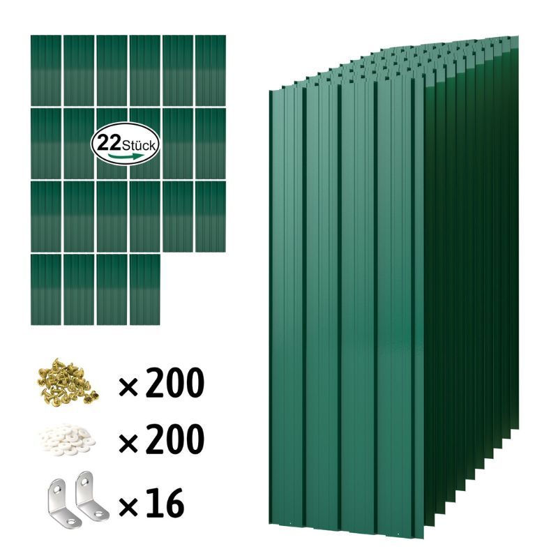 TEMU 22 piezas de láminas trapezoidales de acero galvanizado de resistencia con tornillos clavos - Paneles de metal para techos, revestimiento de