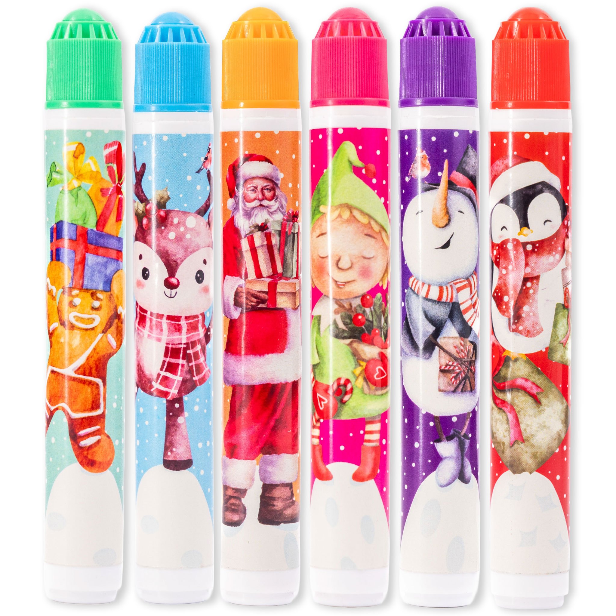TEMU 6 Christmas Bingo Dabbers, Non Drip Felt Tip Dot Markers, Mixed Pens For Cards, Tickets And Paper Marking