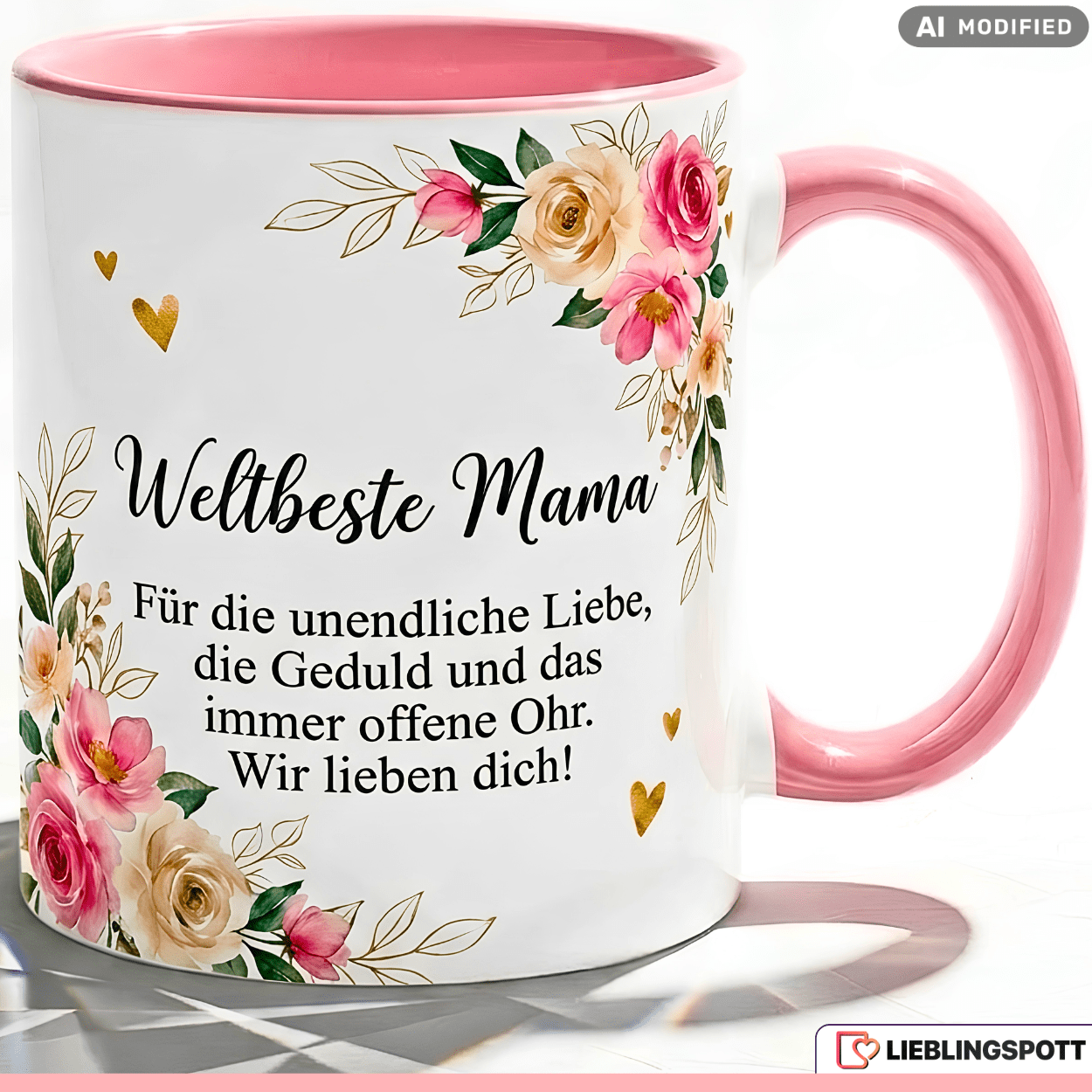 Image of World's " Mug With Quote & Flowers - Pink White Ceramic Coffee Cup - Loving Gift For Mother On Mother's Day, Birthday & Christmas - " You" From The Kids