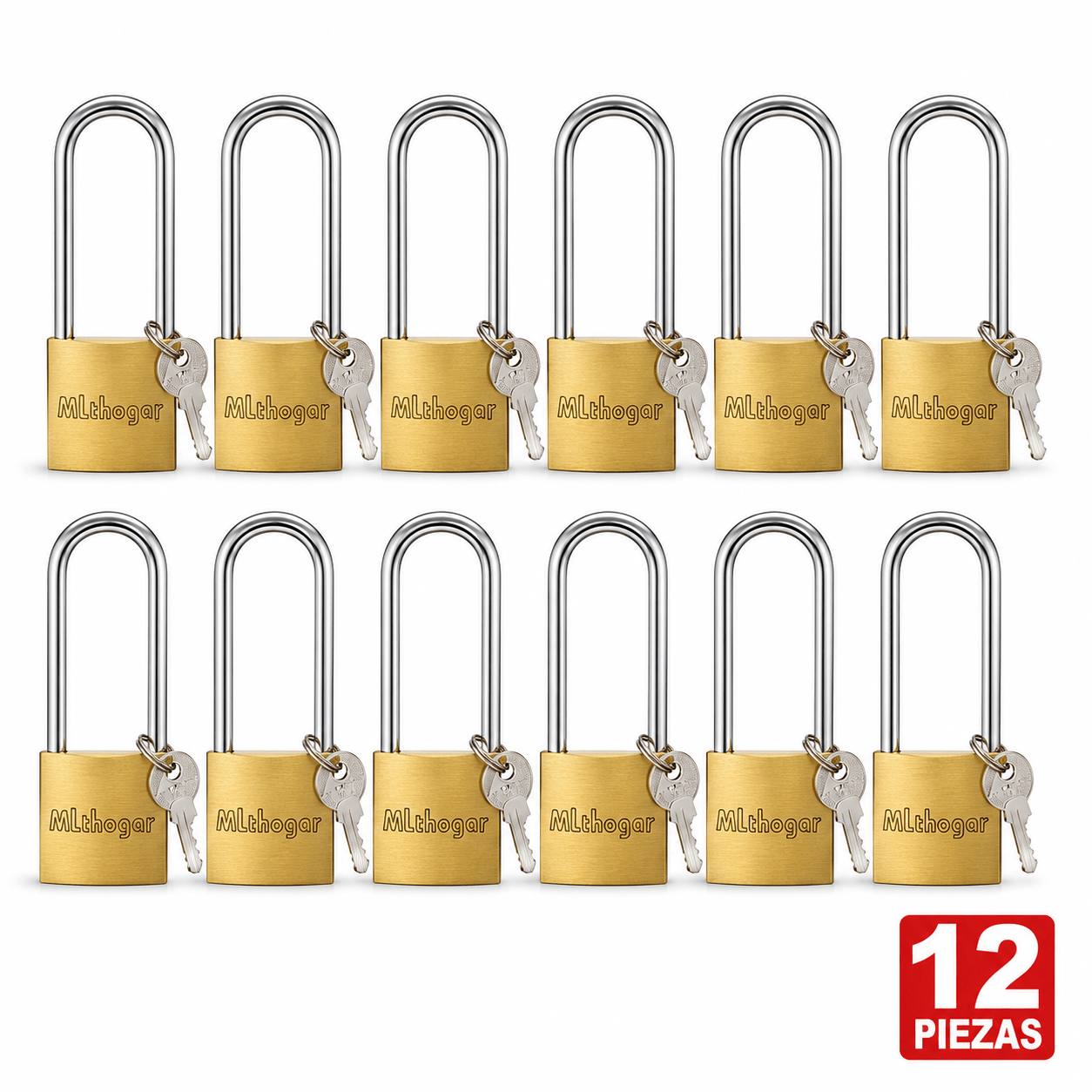TEMU Candado de latón largo 42mm, candado de seguridad, candado de latón, candado con llave, candado largo, candado para puerta, candado para portón,