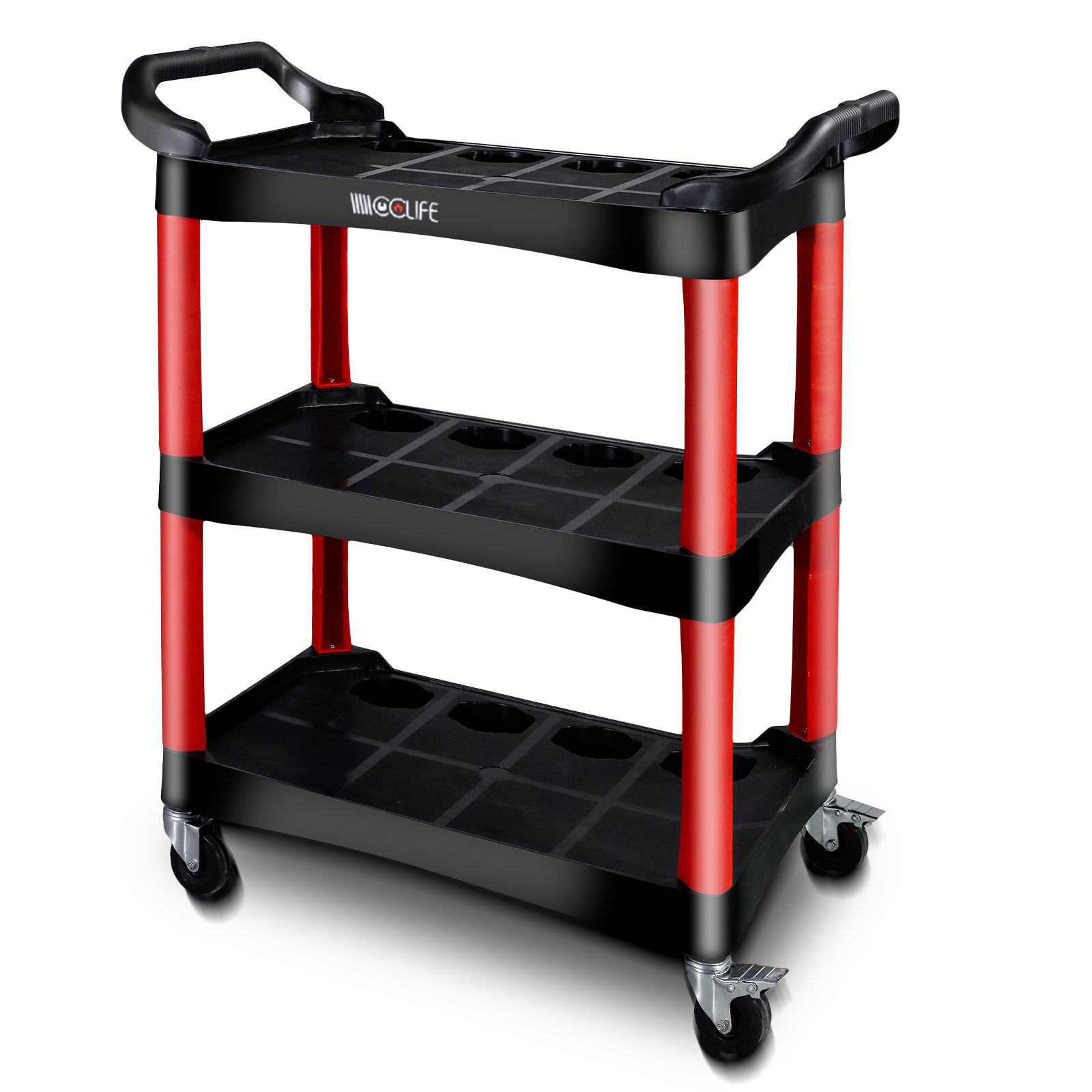 Workshop Trolley 3 Tiers Rolling Cart 87x43x68cm Loadable Up To 150kg