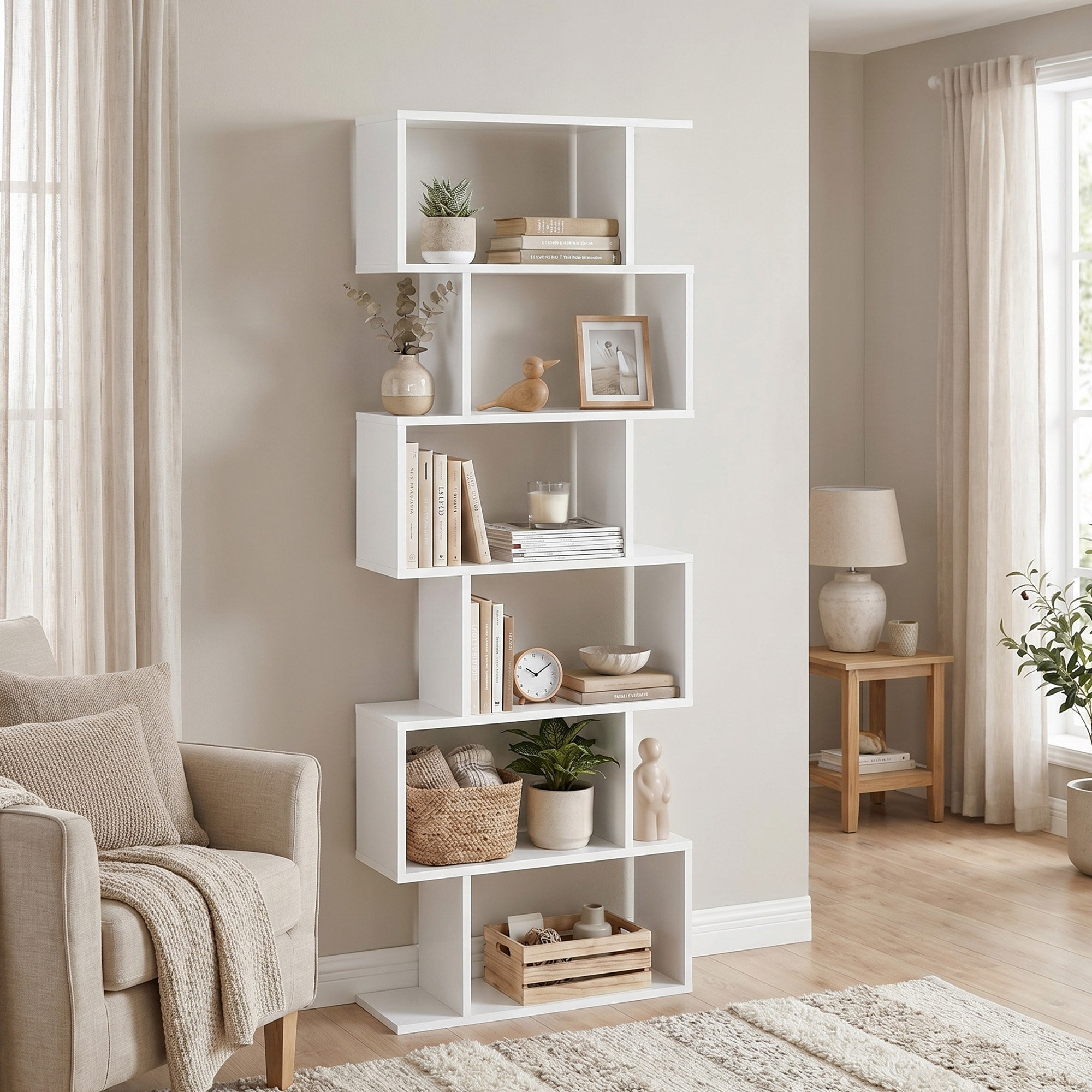 TEMU Estantería de 6 niveles, separador de ambientes, estantería cúbica, estantería , para , dormitorio, oficina
