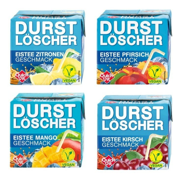 Image of 48 Pack Of Durstlöscher Iced Tea Mix, 500ml Mixbox Iced Tea Cherry - Mango - Peach - Lemon