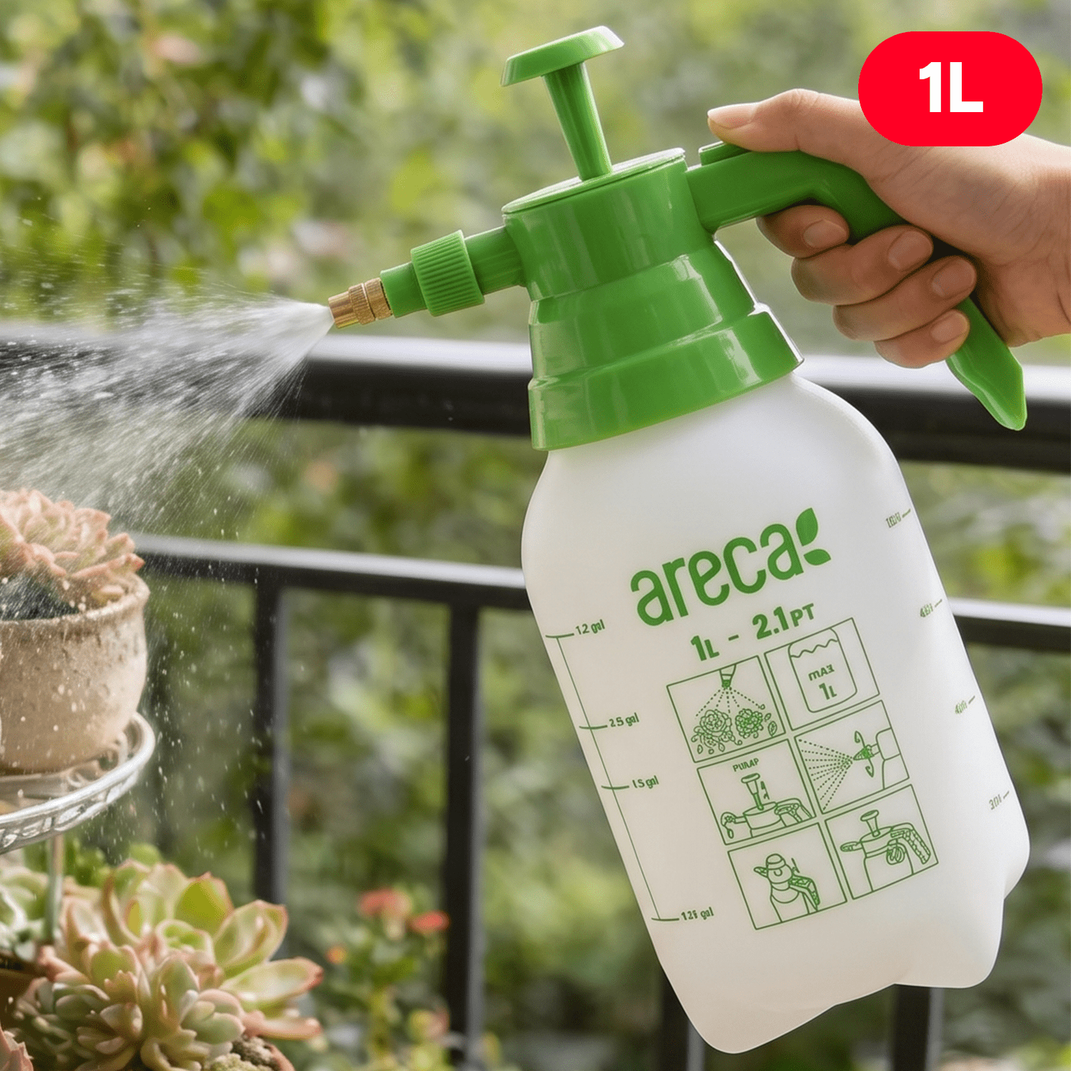 TEMU Pulverizador de Presion 1 , Botella de Rociado Manual Ajustable, en Plástico de Calidad, Adecuada para Riego de Jardín, Cuidado del Césped,