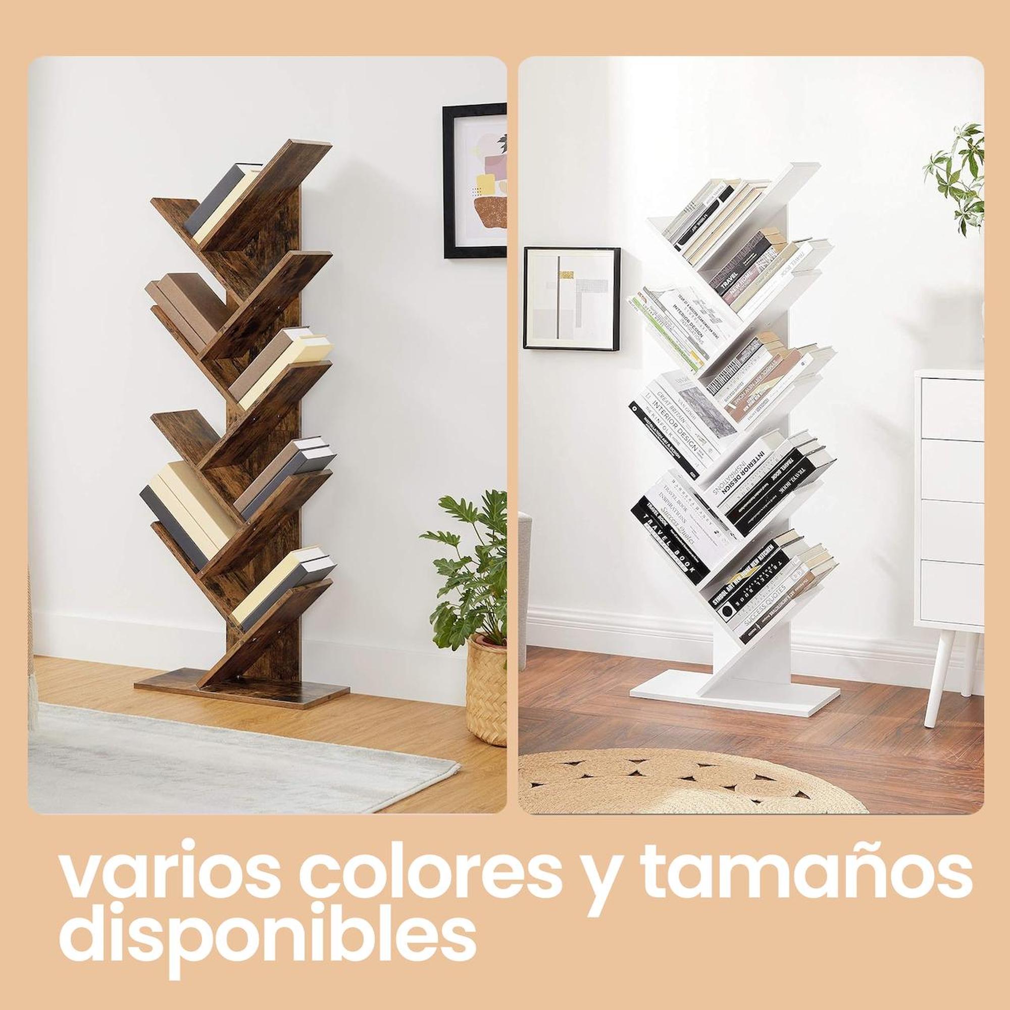 TEMU Estantería de Árbol, Organizador de Libros de 8 Niveles, para Oficina, Dormitorio o Sala, Blanca
