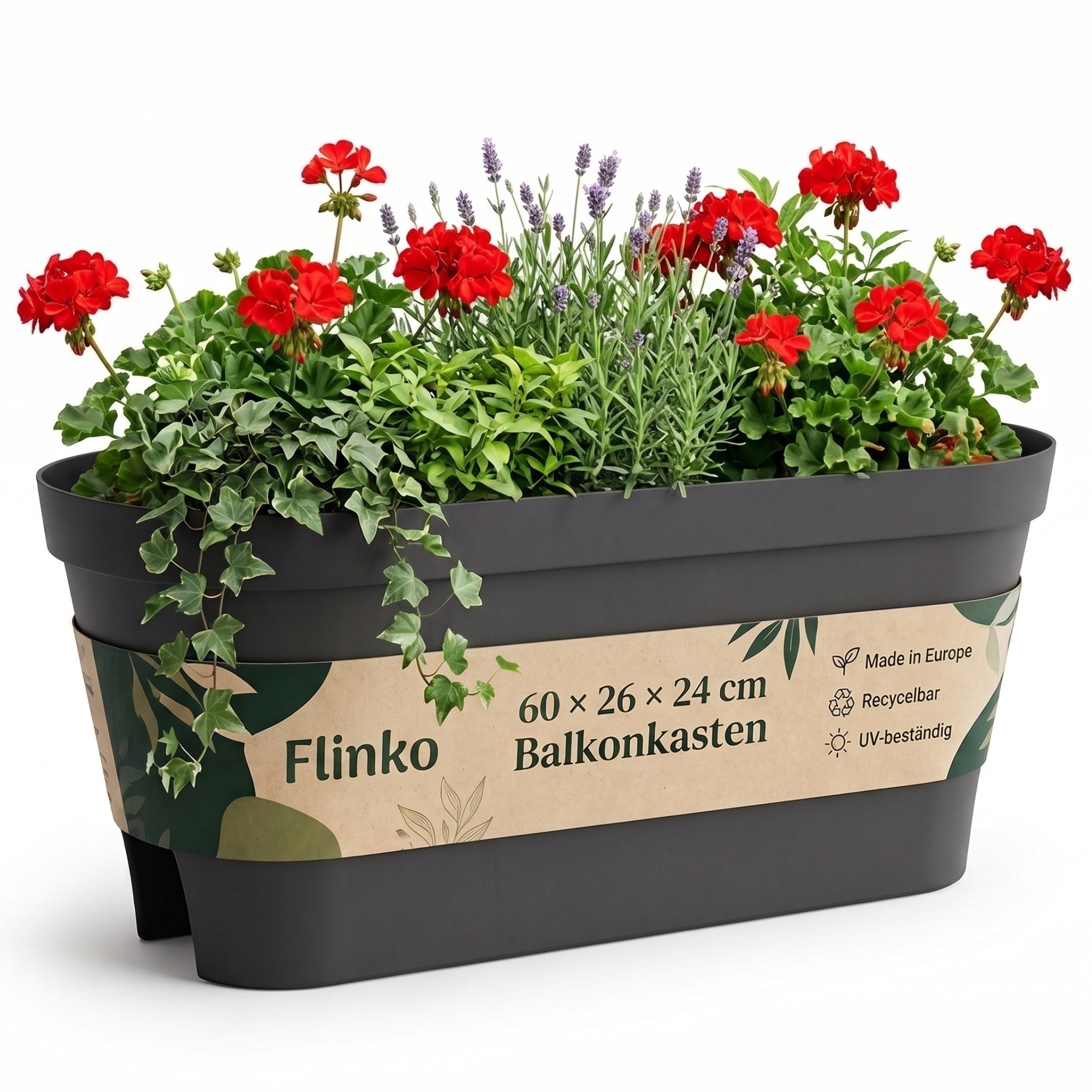Image of Flower Box For Balcony Railing 60cm | Balcony Planter With Bracket, Hanging Flower Pot, Water Drainage To Prevent Waterlogging, Balcony Planter, Railing Planter