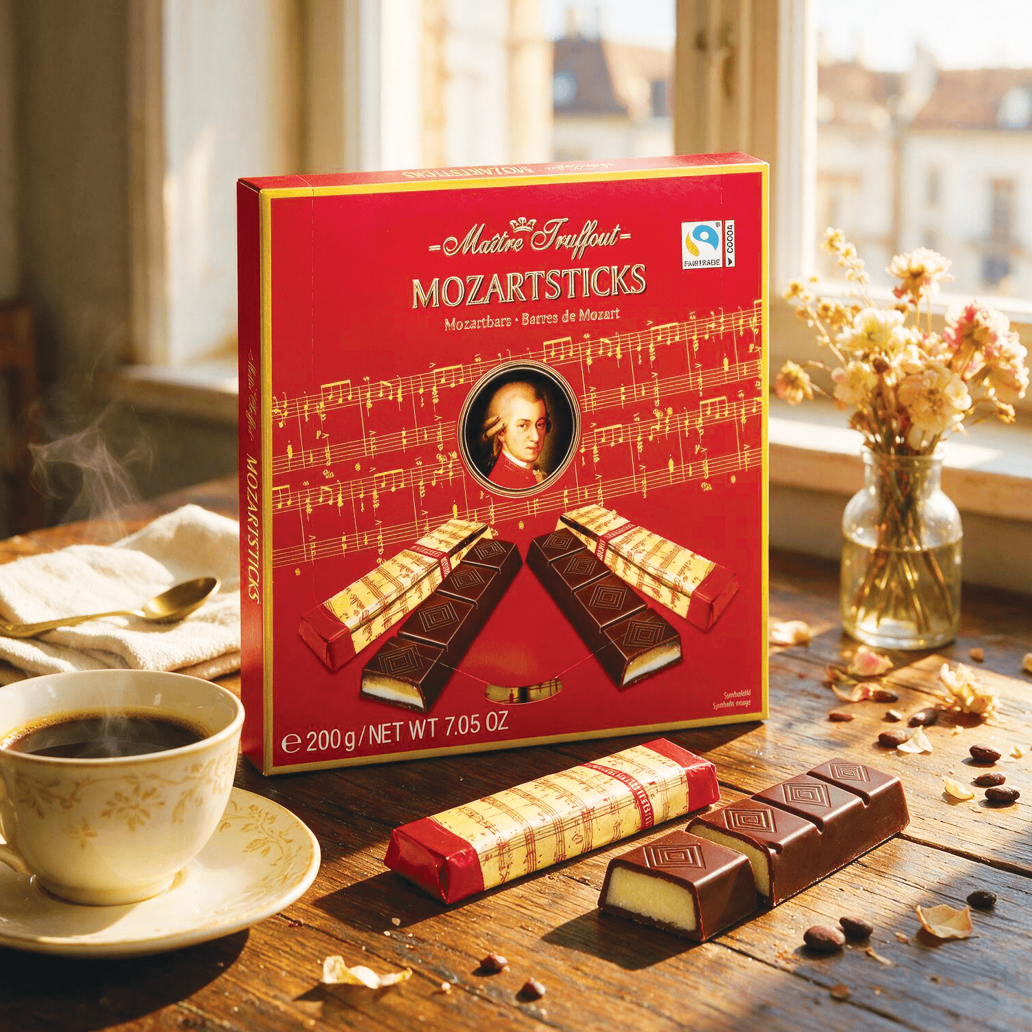 2-pack - Mozart Riegel - Gentle Bitter Chocolate Meets Marzipan And Pistachio Flavor 2x200g